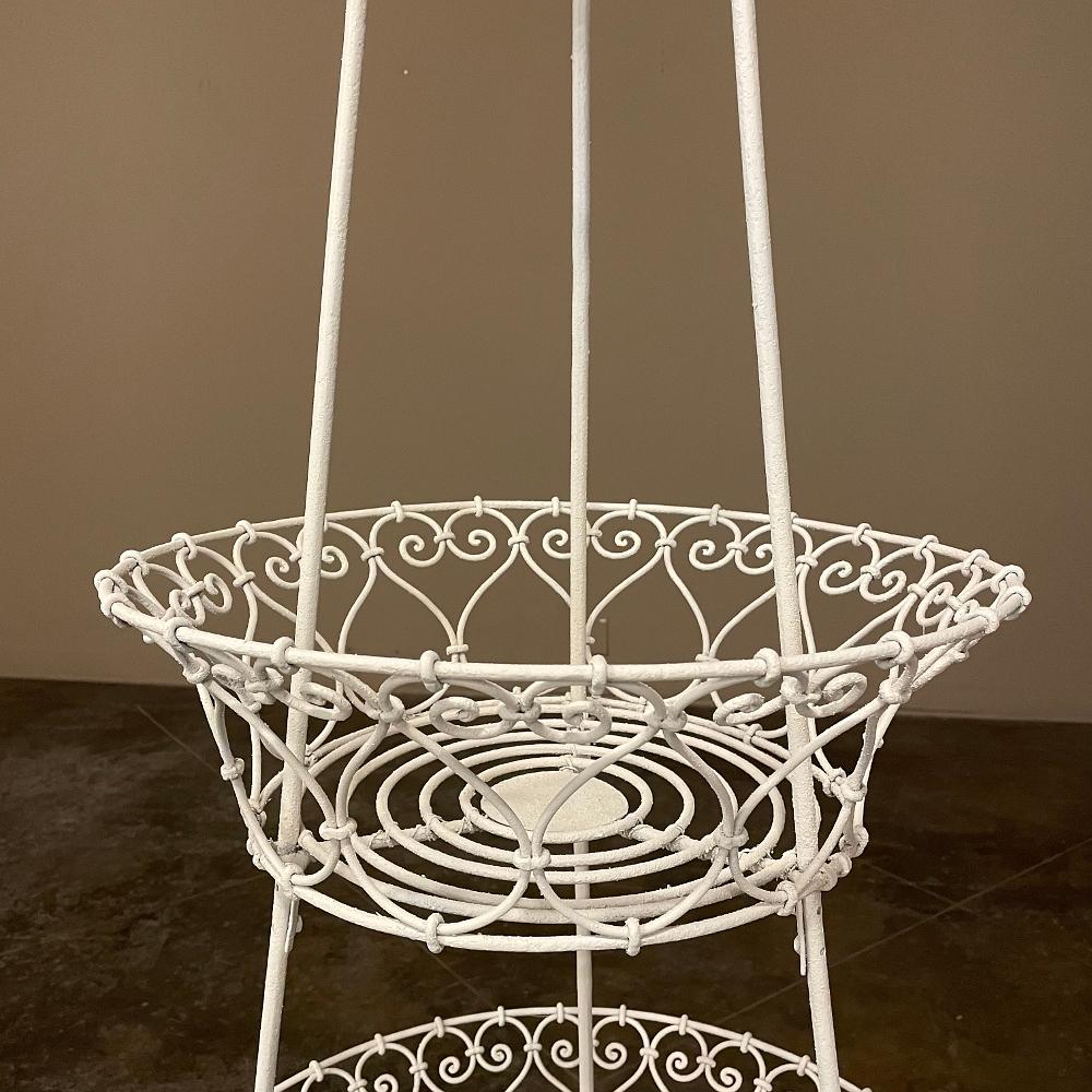 Hand-Crafted Antique Country French Wrought Iron Triple-Tier Plant Stand ~ Jardiniere For Sale
