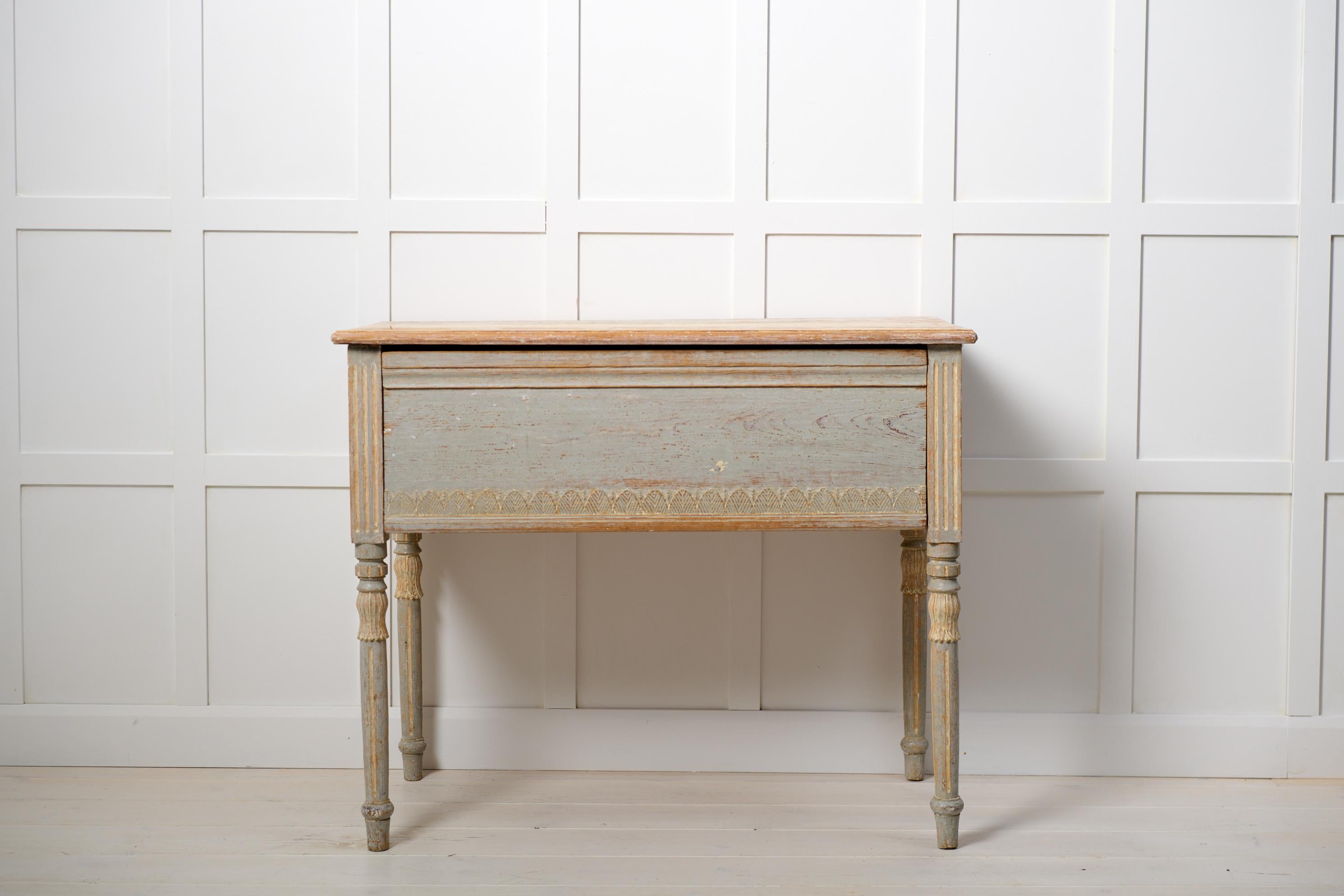 Hand-Crafted Antique Country Gustavian Style Console Table, Northern Swedish Hand-Made Pine For Sale