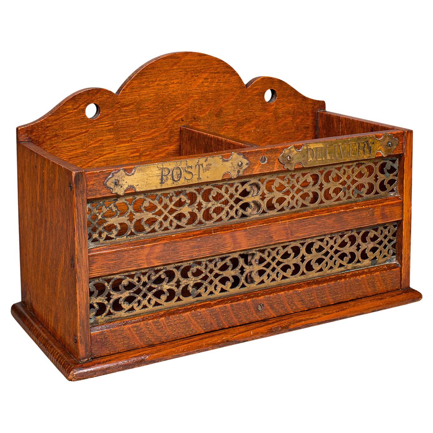 Antique Country Hotel Post Box, English, Desk Organiser, Stationery, Edwardian For Sale