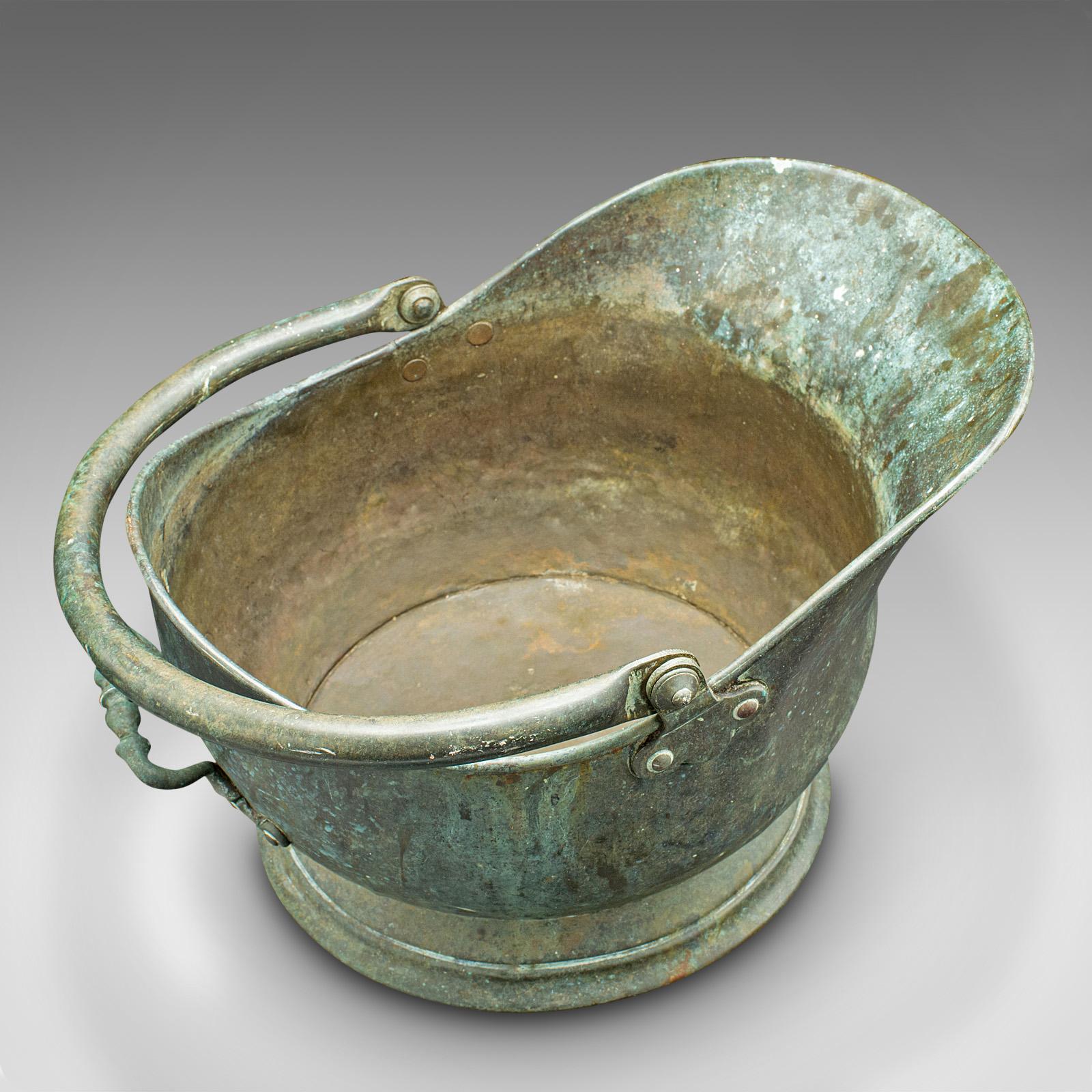 British Antique Country House Coal Scuttle, English, Copper, Fireside Bucket, Victorian For Sale