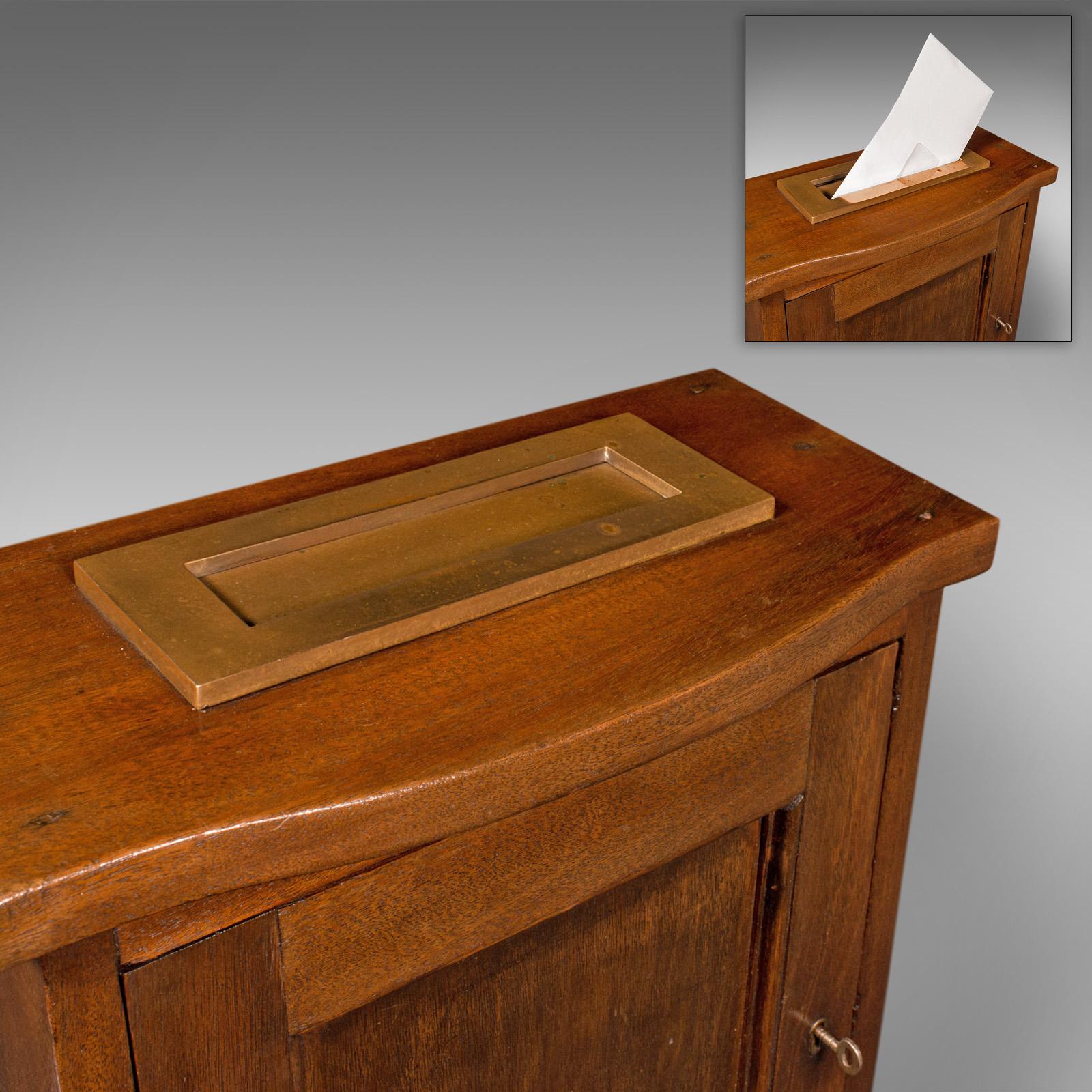 Wood Antique Country House Hotel Letterbox, English, Countertop, Key Box, Edwardian For Sale