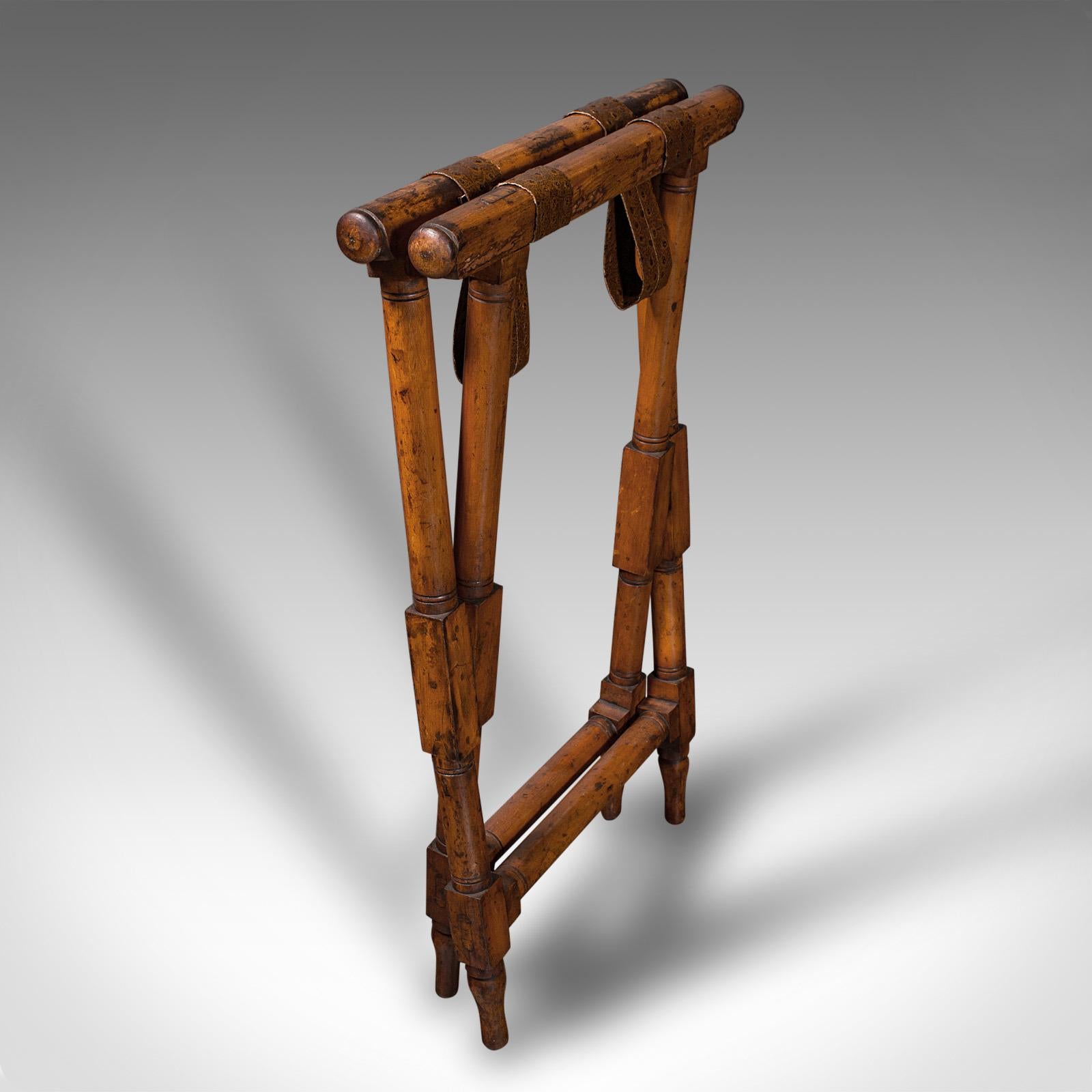 Walnut Antique Country House Luggage Stand, Scottish Valet, Wylie & Lochhead, Victorian