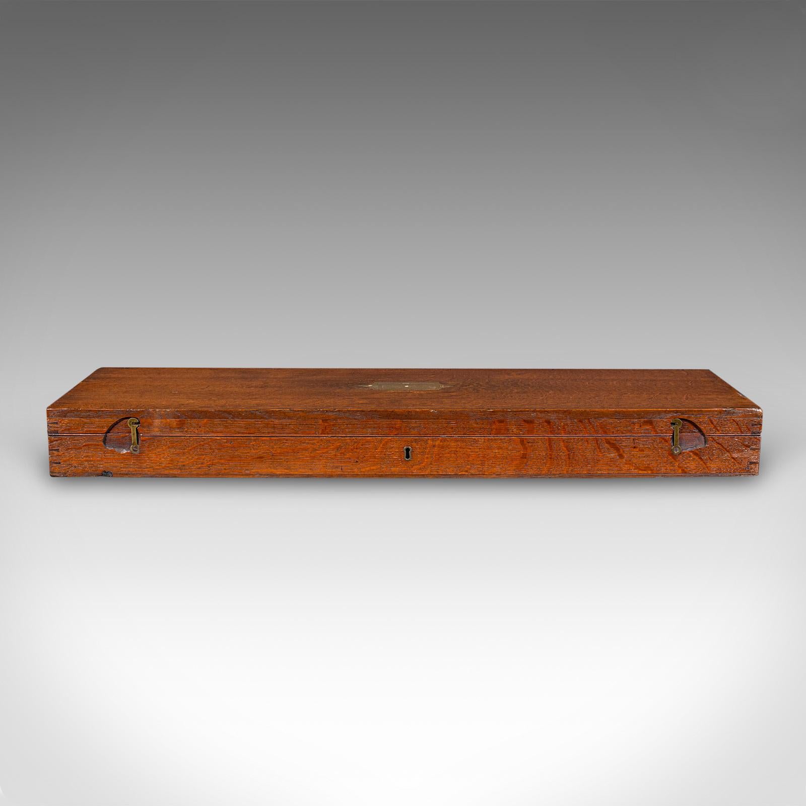 Early Victorian Antique Country House Parlour Game Case, English, Oak, Organiser Box, Victorian For Sale