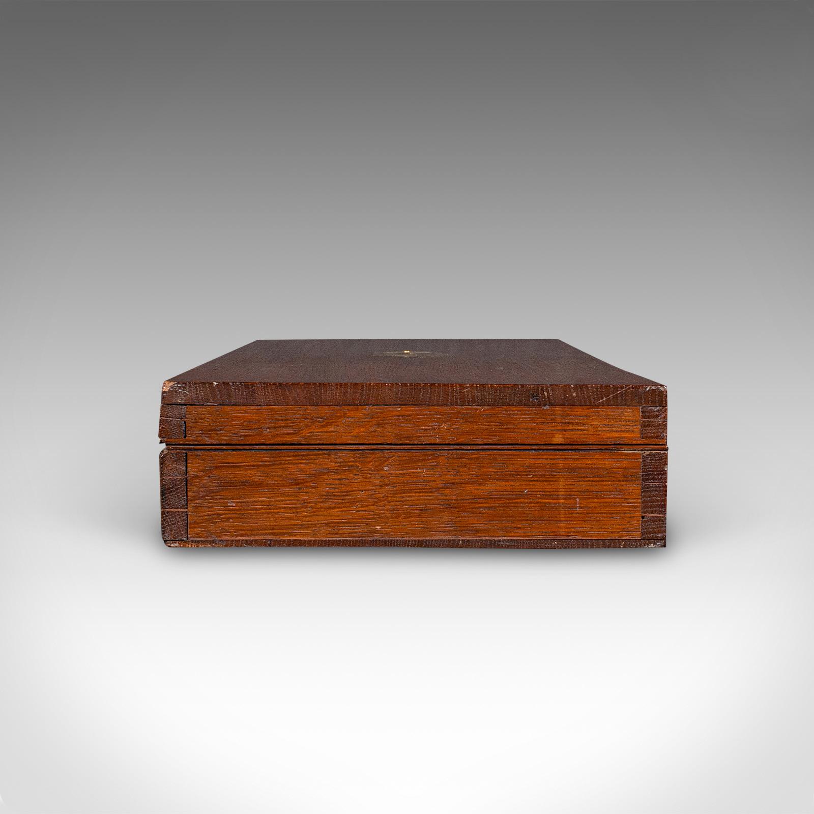 British Antique Country House Parlour Game Case, English, Oak, Organiser Box, Victorian For Sale