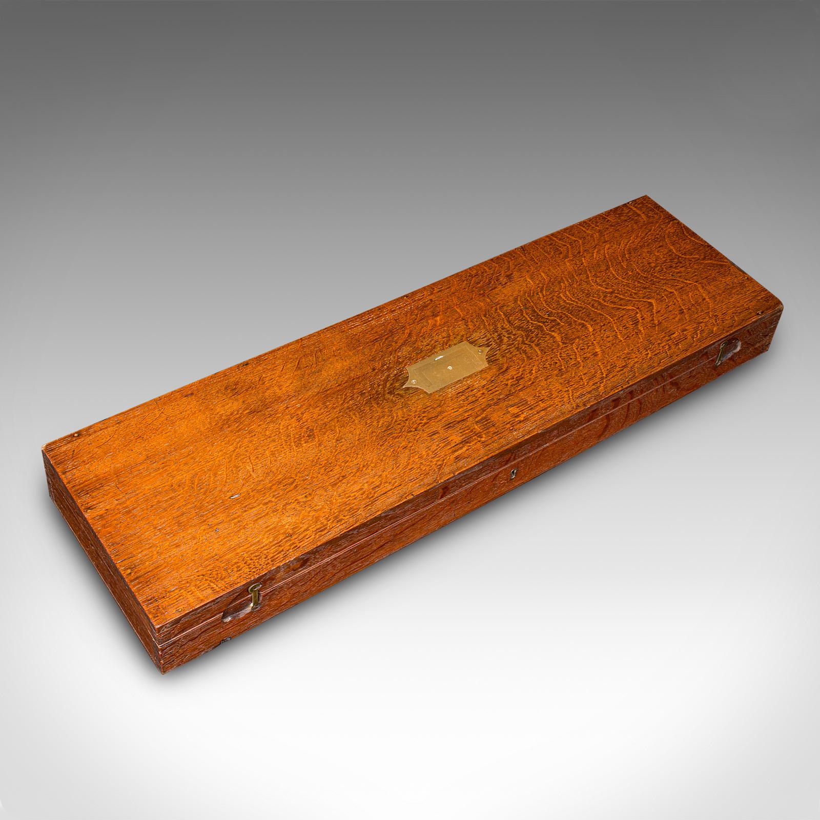 Antique Country House Parlour Game Case, English, Oak, Organiser Box, Victorian For Sale 1