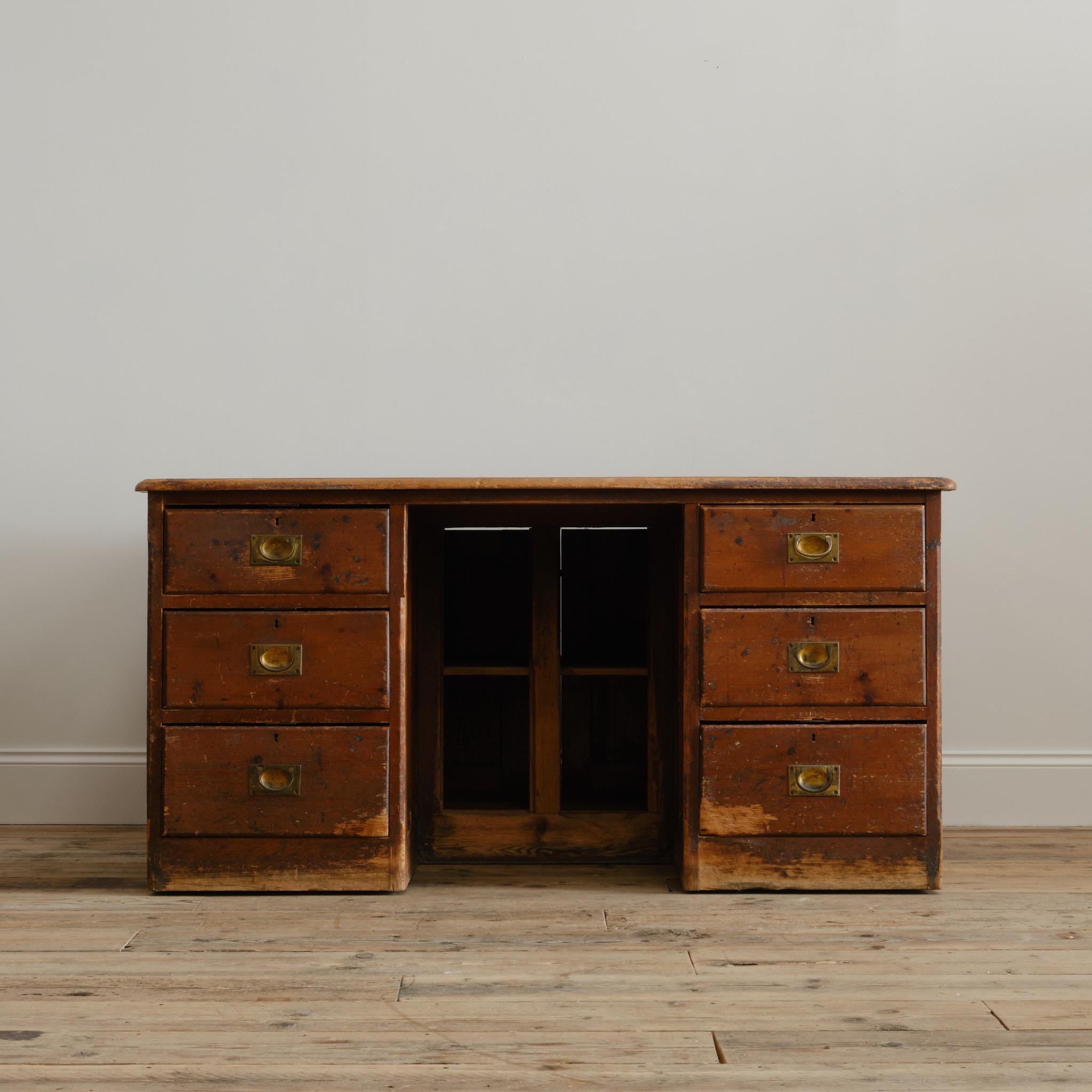 British Antique Country House Pine Pedestal Desk - Holkham Hall