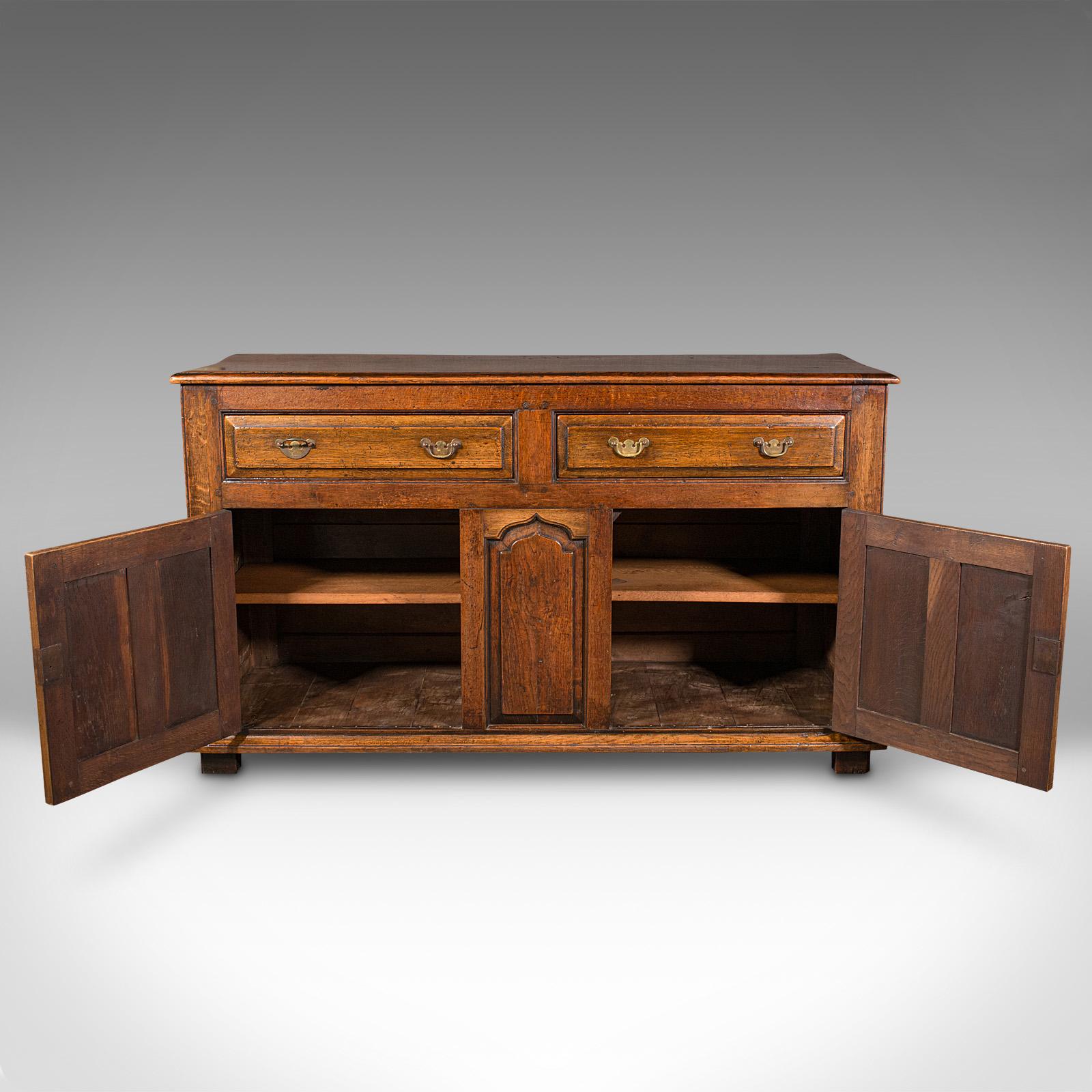 British Antique Country Housekeeper's Cabinet, English Oak, Dresser Base, Georgian, 1800 For Sale