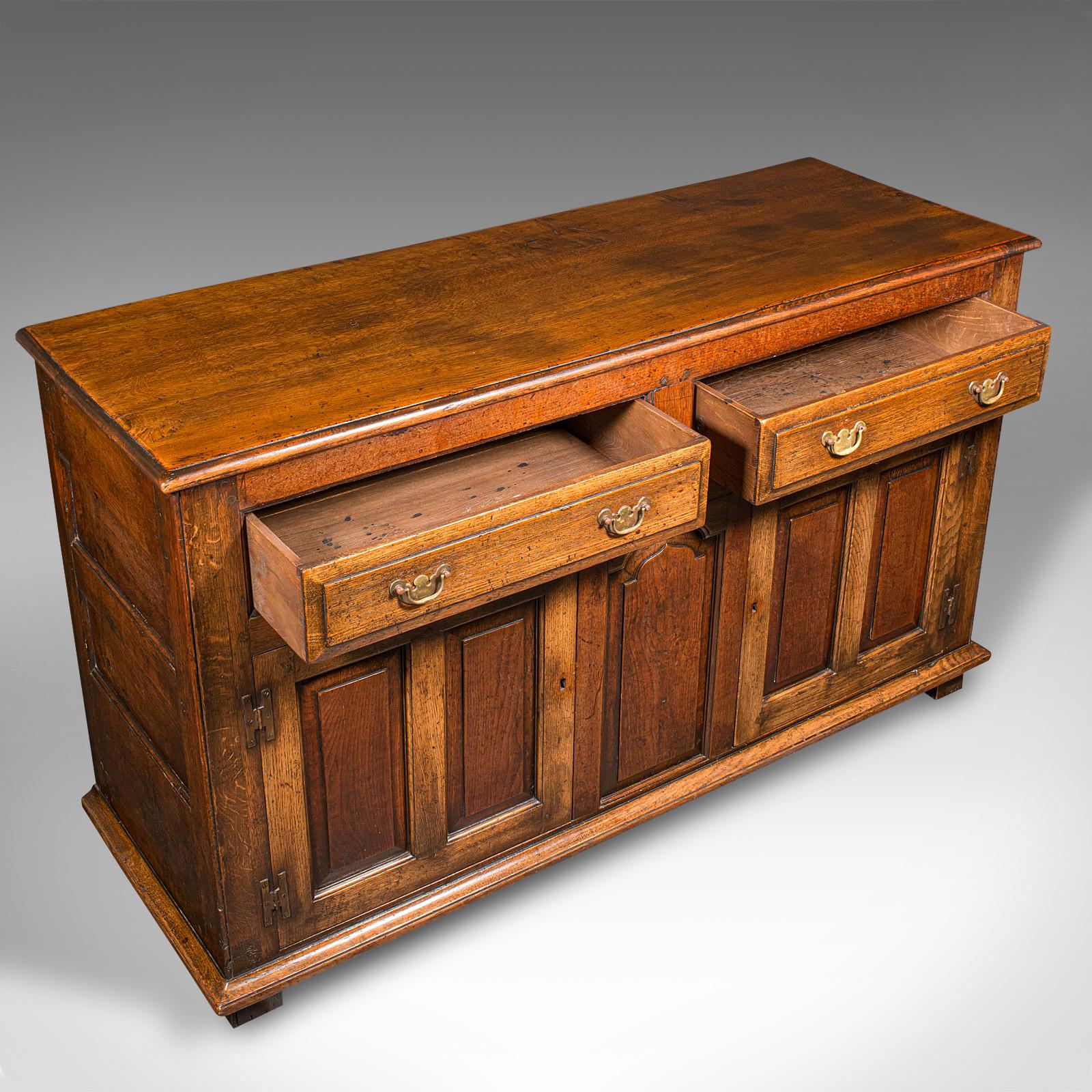 Antique Country Housekeeper's Cabinet, English Oak, Dresser Base, Georgian, 1800 1