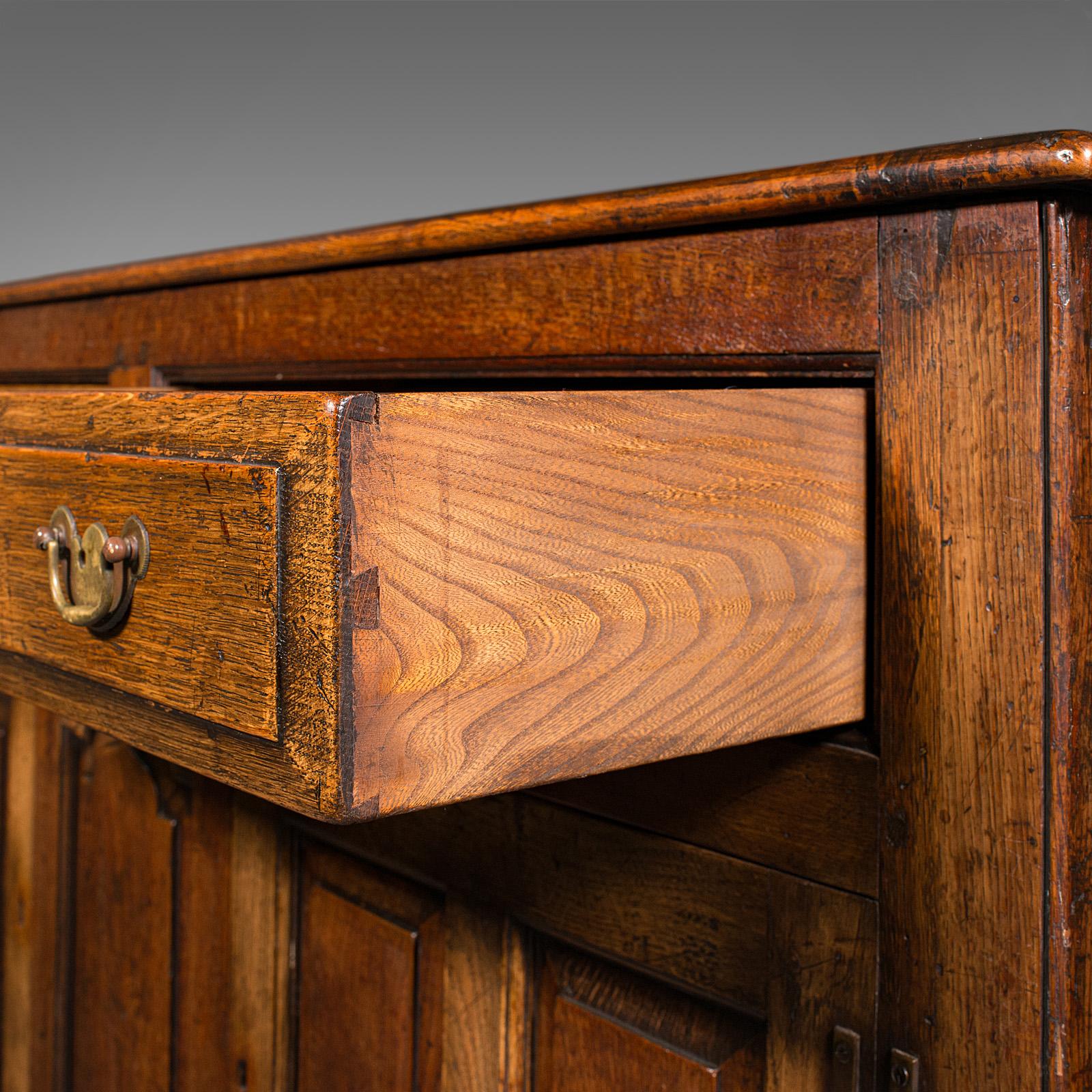 Antique Country Housekeeper's Cabinet, English Oak, Dresser Base, Georgian, 1800 3