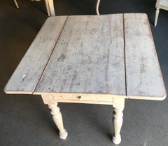 Antique Country Leaf Table with Drawer, Mid-19th Century