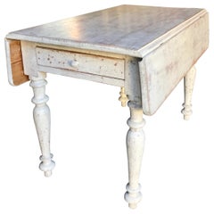 Antique Country Leaf Table with Drawer, Mid-19th Century