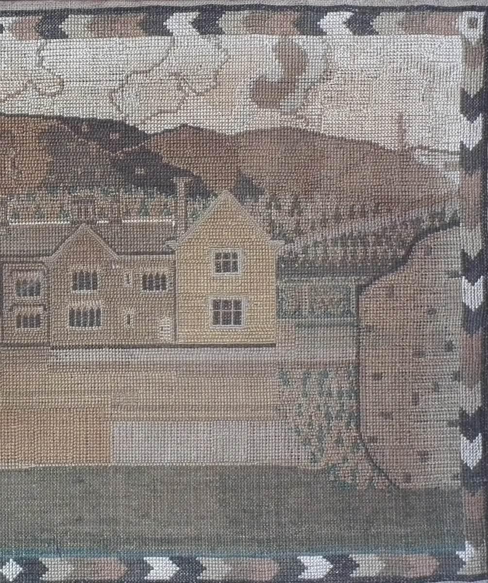 English Antique Country Mansion House Embroidery