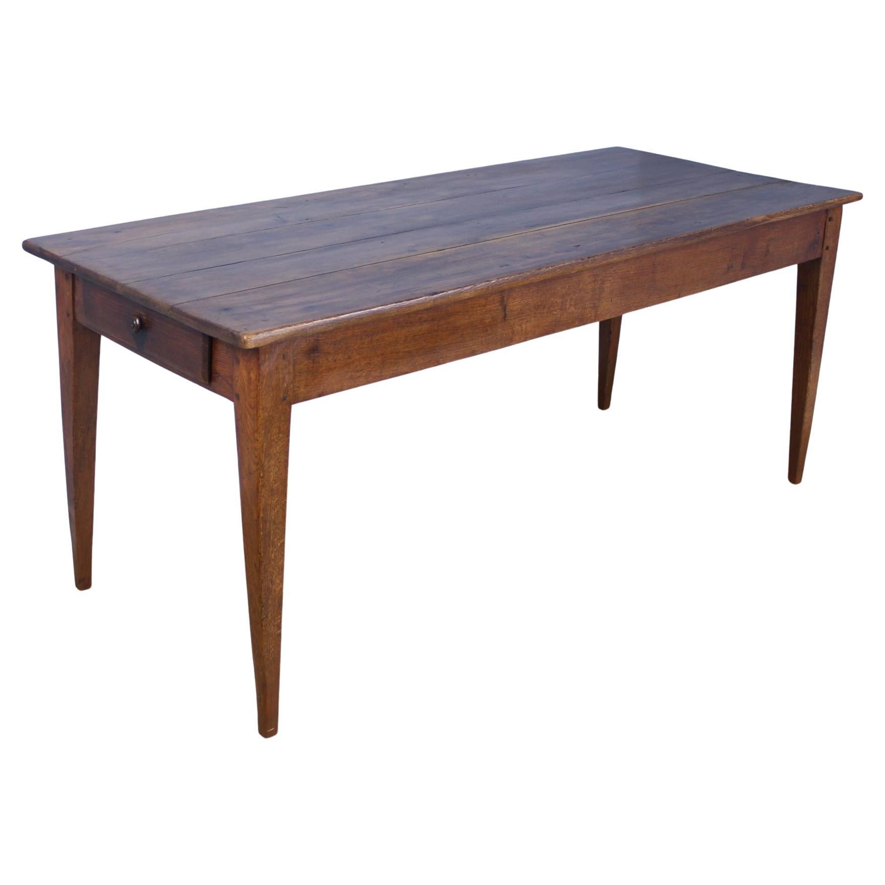 Antique Country Oak Farm Table For Sale