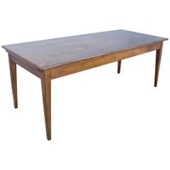 Antique Country Oak Farm Table with Breadslide