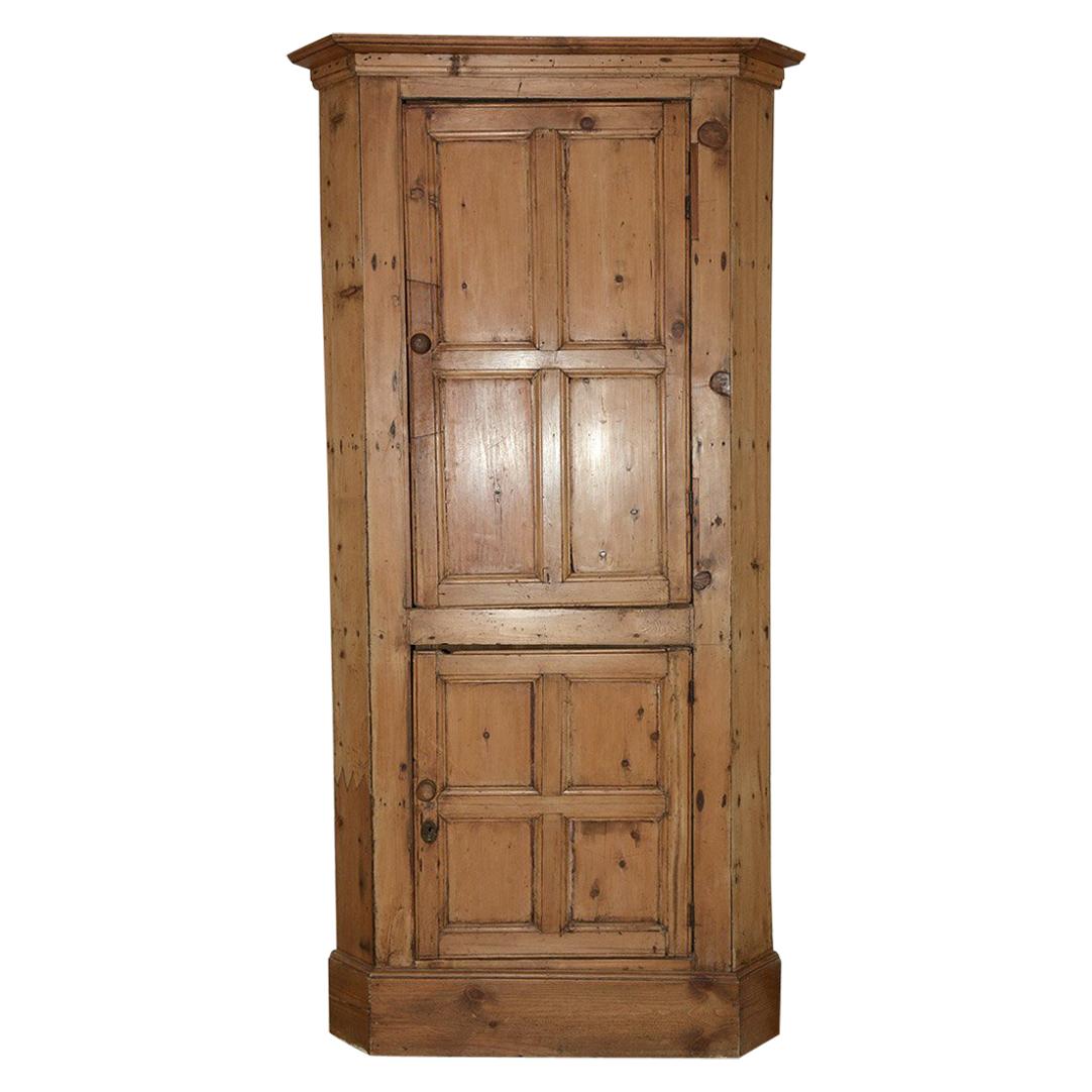 Antique Country Pine Corner Cabinet