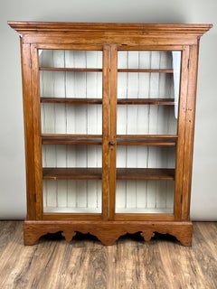 Antique Country Pine Glass Door Book Case c. Mid 19th Century