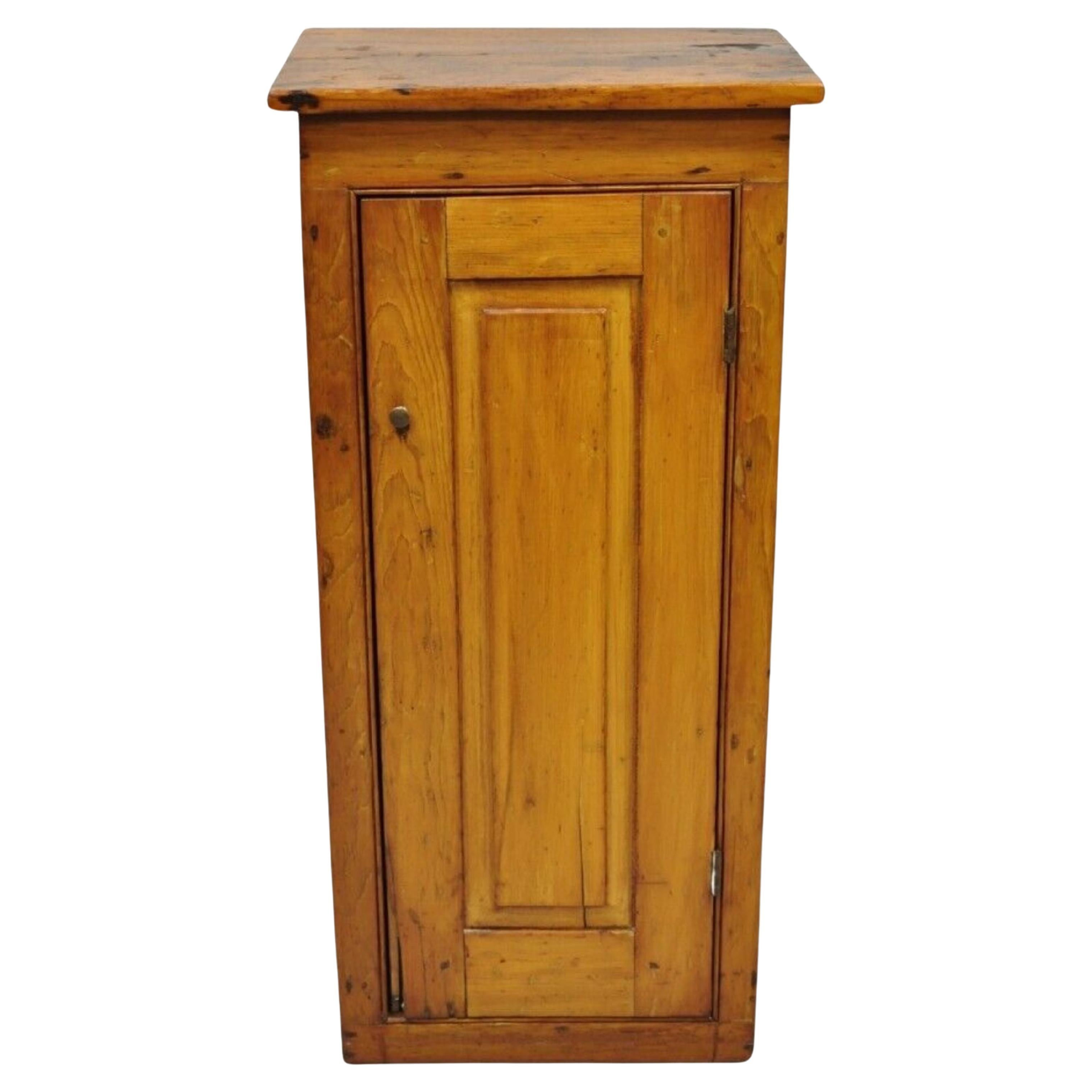Antique Country Primitive Colonial Pine Wood Kitchen Cupboard 1 Door Cabinet