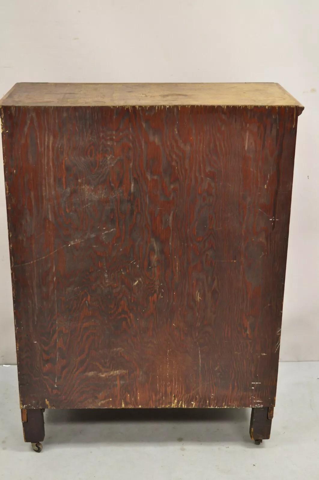 Antique Country Primitive Pine Wood Stained 2 Door Pantry Cupboard Cabinet 4