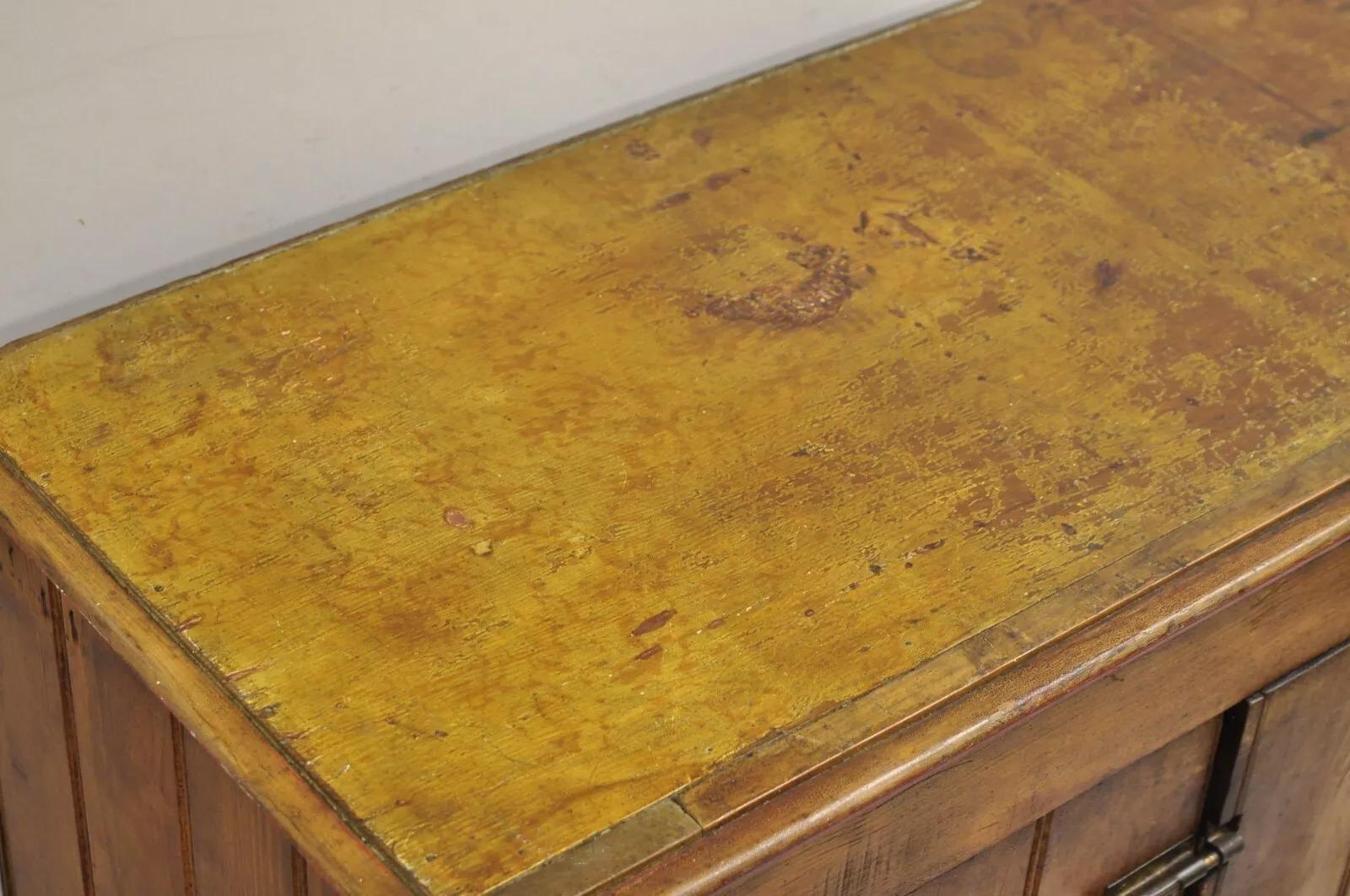 19th Century Antique Country Primitive Pine Wood Stained 2 Door Pantry Cupboard Cabinet
