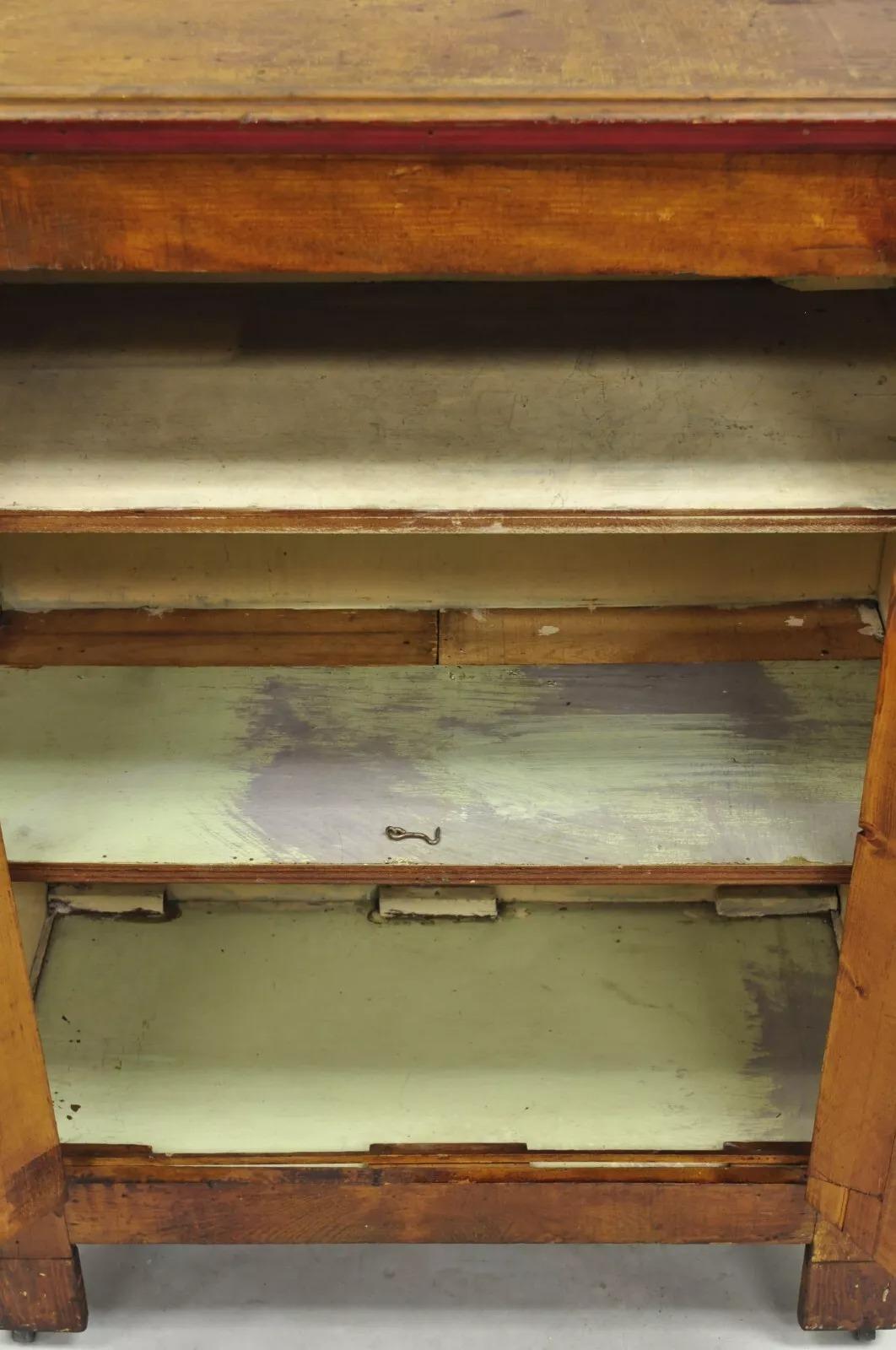 Antique Country Primitive Pine Wood Stained 2 Door Pantry Cupboard Cabinet 3