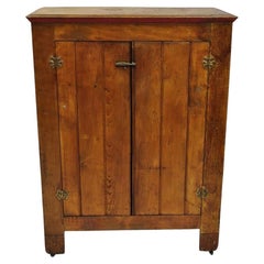 Antique Country Primitive Pine Wood Stained 2 Door Pantry Cupboard Cabinet