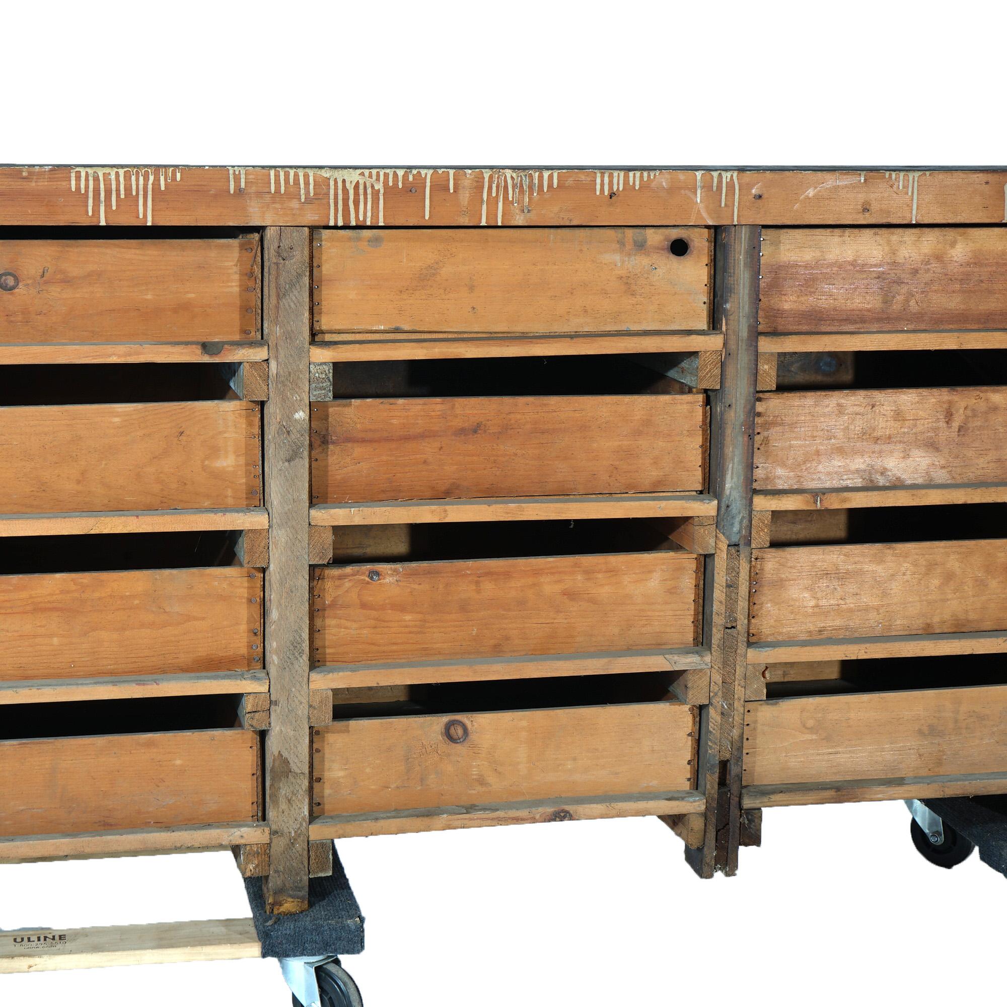 Antique Country Store 16-Drawer Tool Bench C1930 For Sale 7