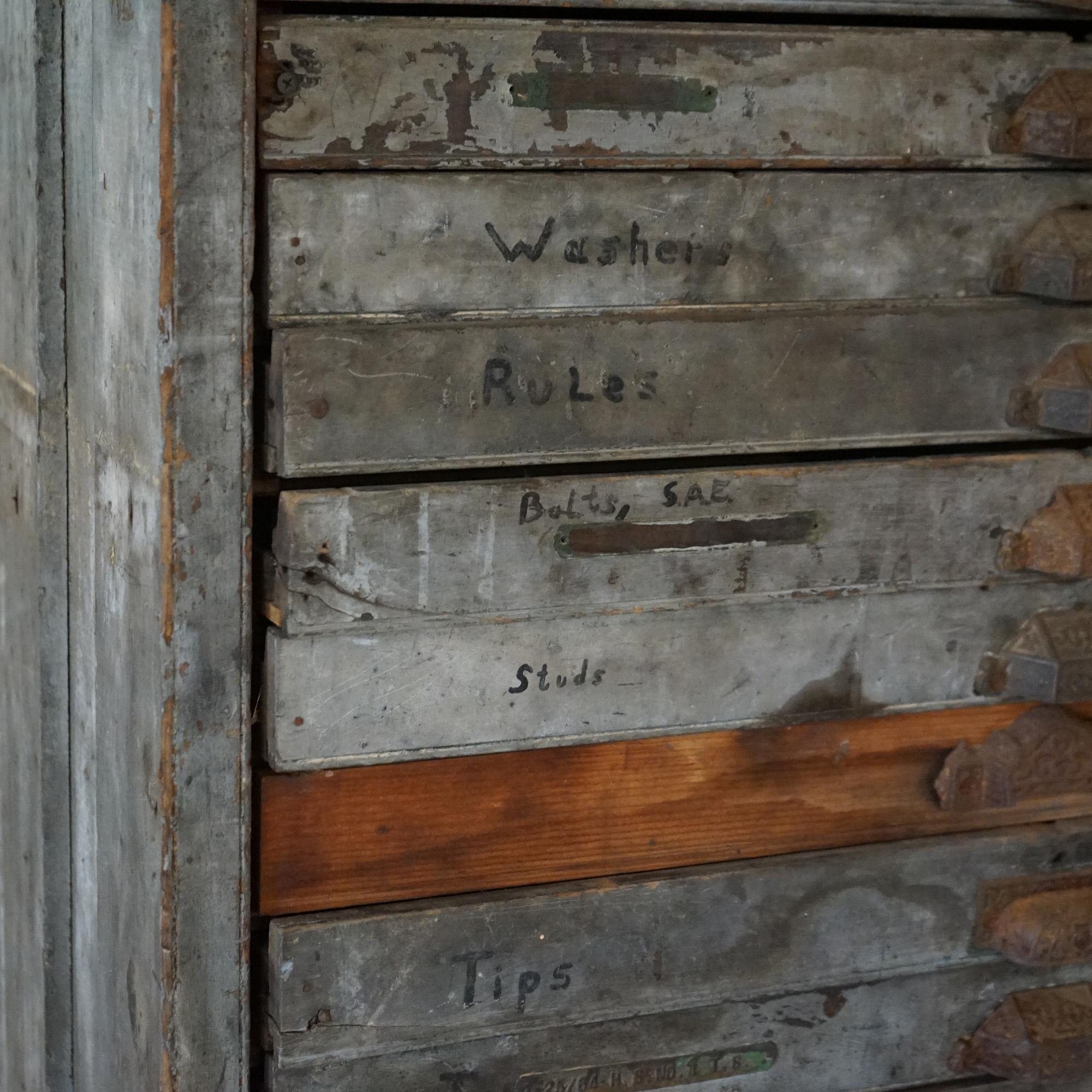 Antique Country Store 20 Drawer Type Cabinet C1920 3