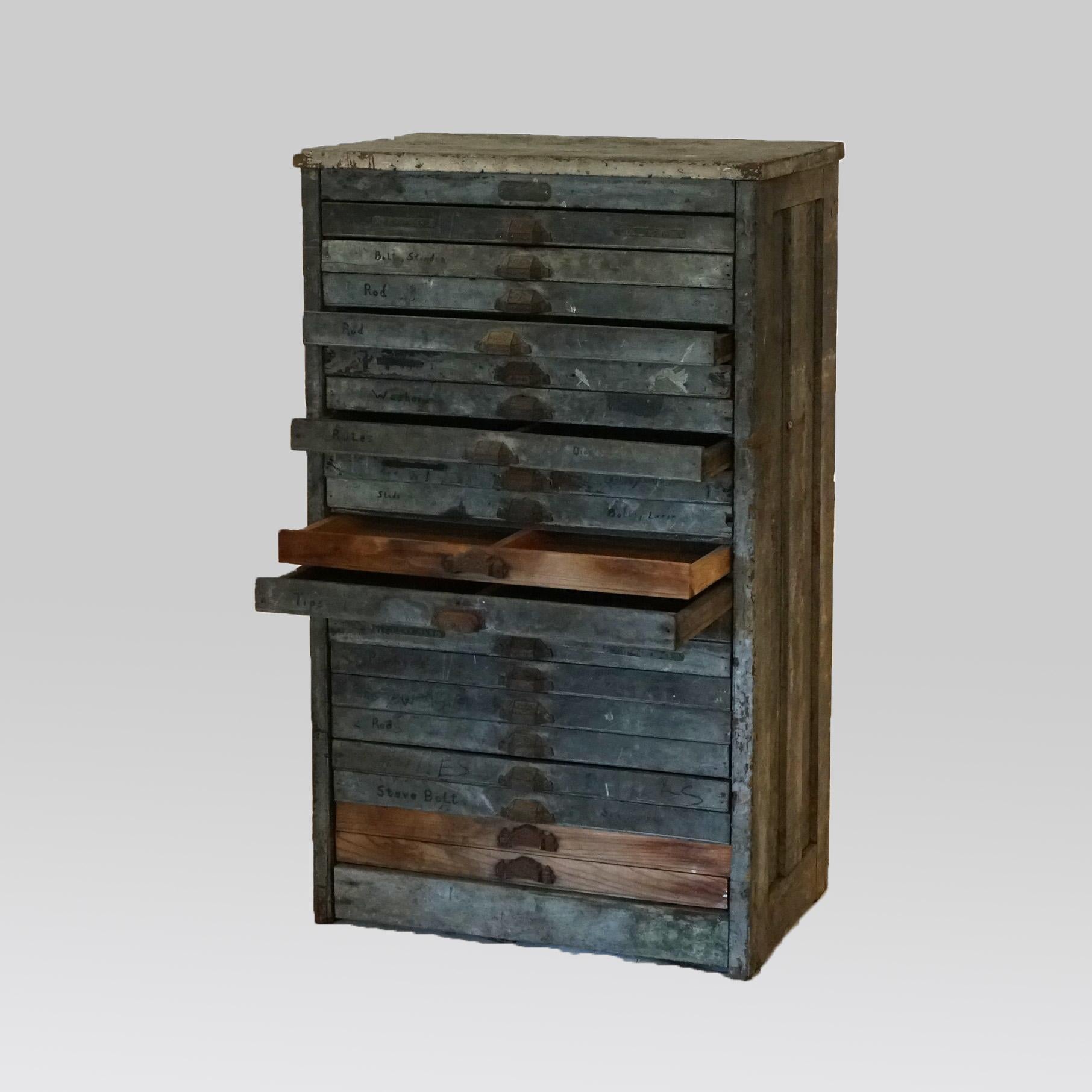 Antique Country Store 20-Drawer Type Cabinet C1920

Measures- 51''H x 30.75''W x 19.75''D