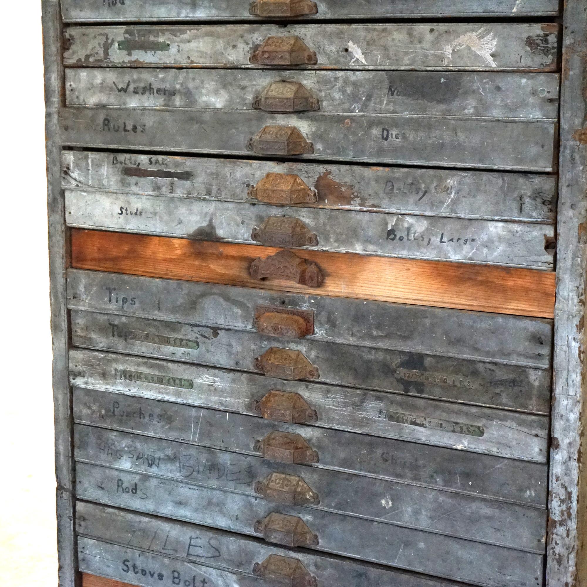 Antique Country Store 20 Drawer Type Cabinet C1920 1