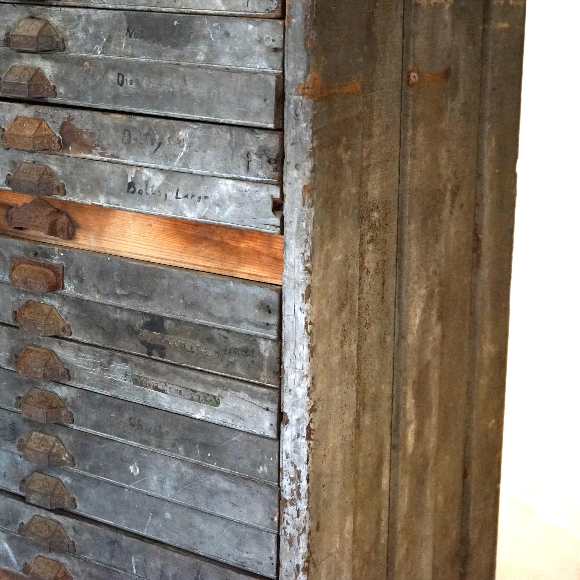 Antique Country Store 20 Drawer Type Cabinet C1920 2
