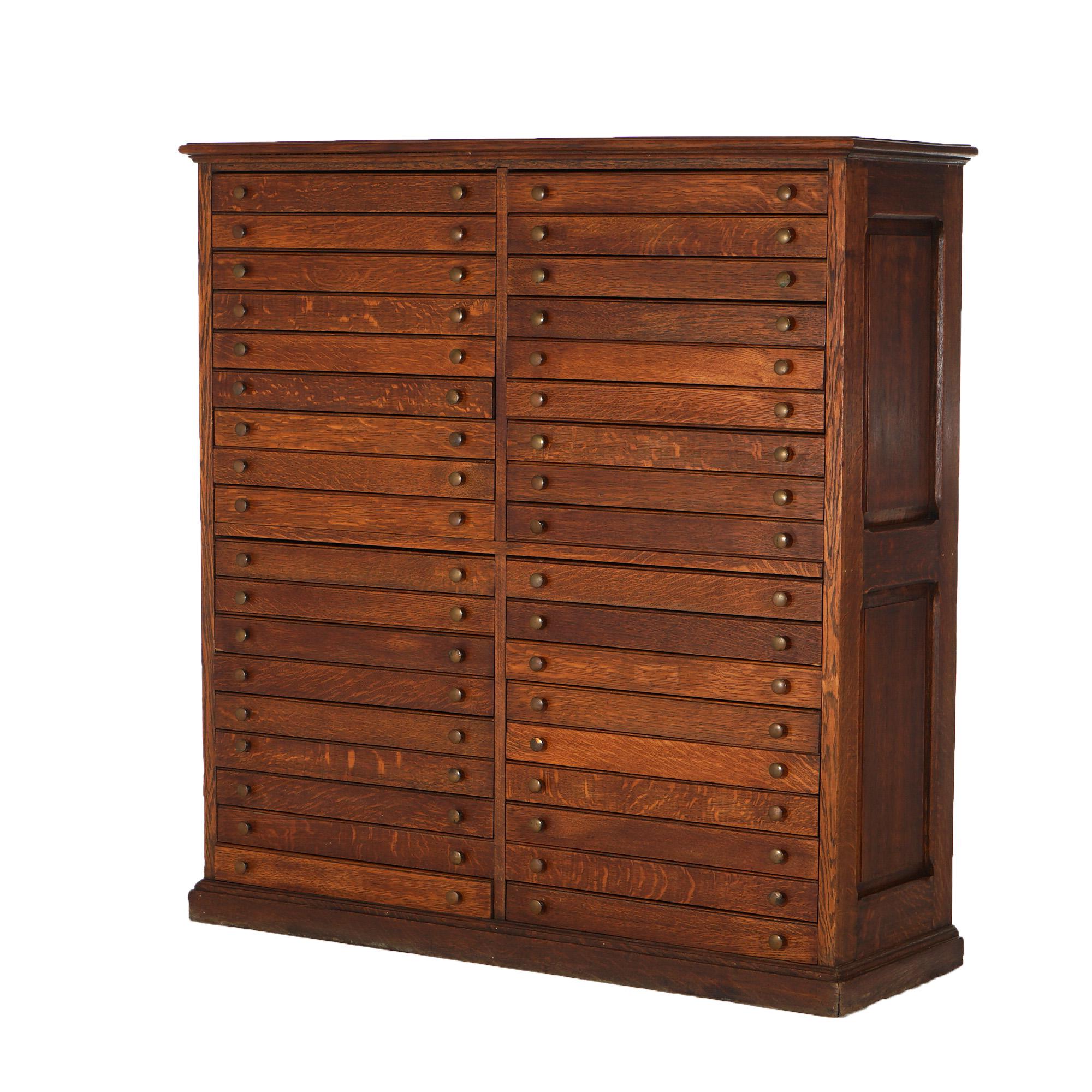 ***Ask About Reduced In-House Shipping Rates - Reliable Service & Fully Insured***

Antique Country Store 36-Drawer Paneled Oak File or Map Cabinet C1920

Measures - 53.75