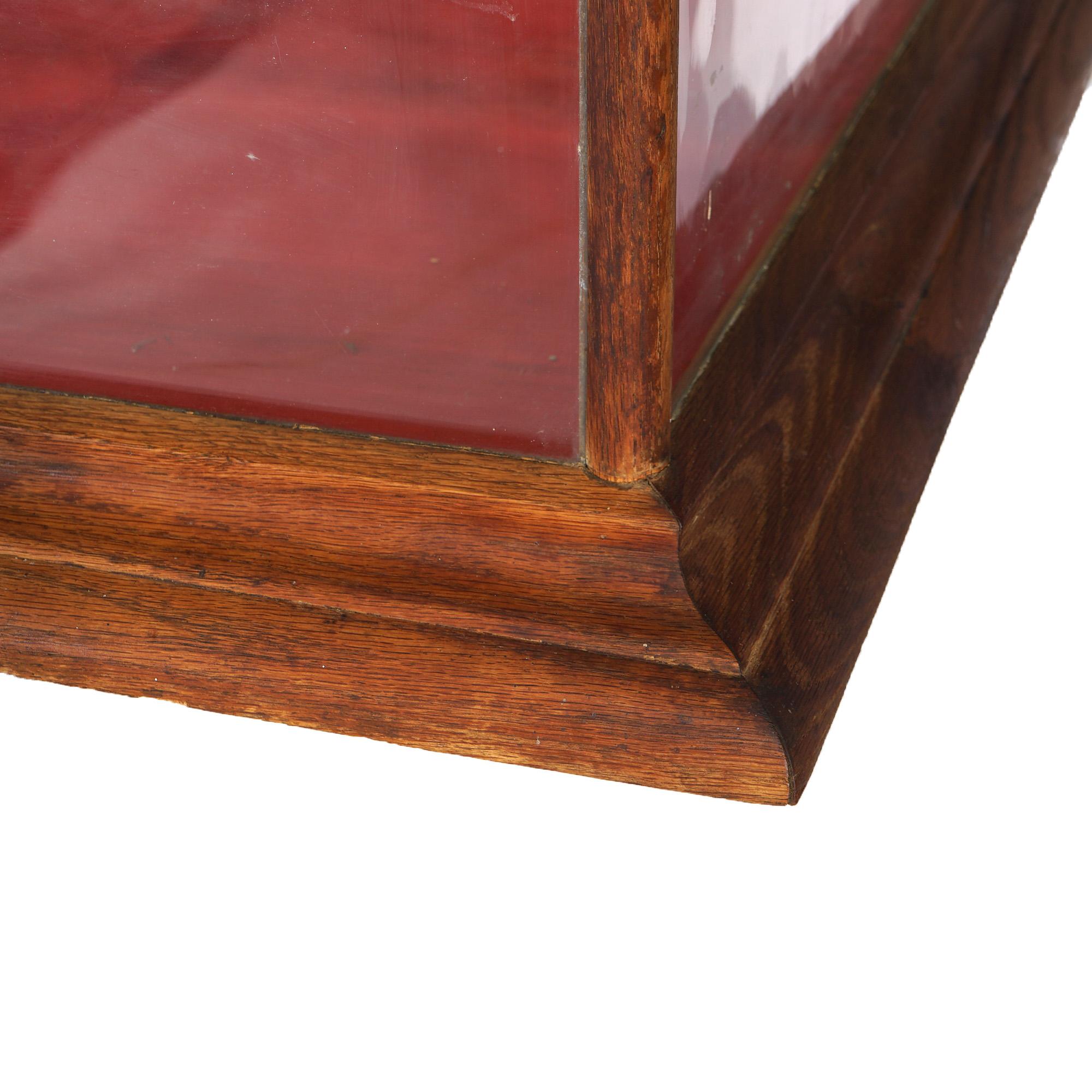 Antique Country Store Buffalo Candy Co. 8’ Oak Table Top Display Case Circa 1900 For Sale 1