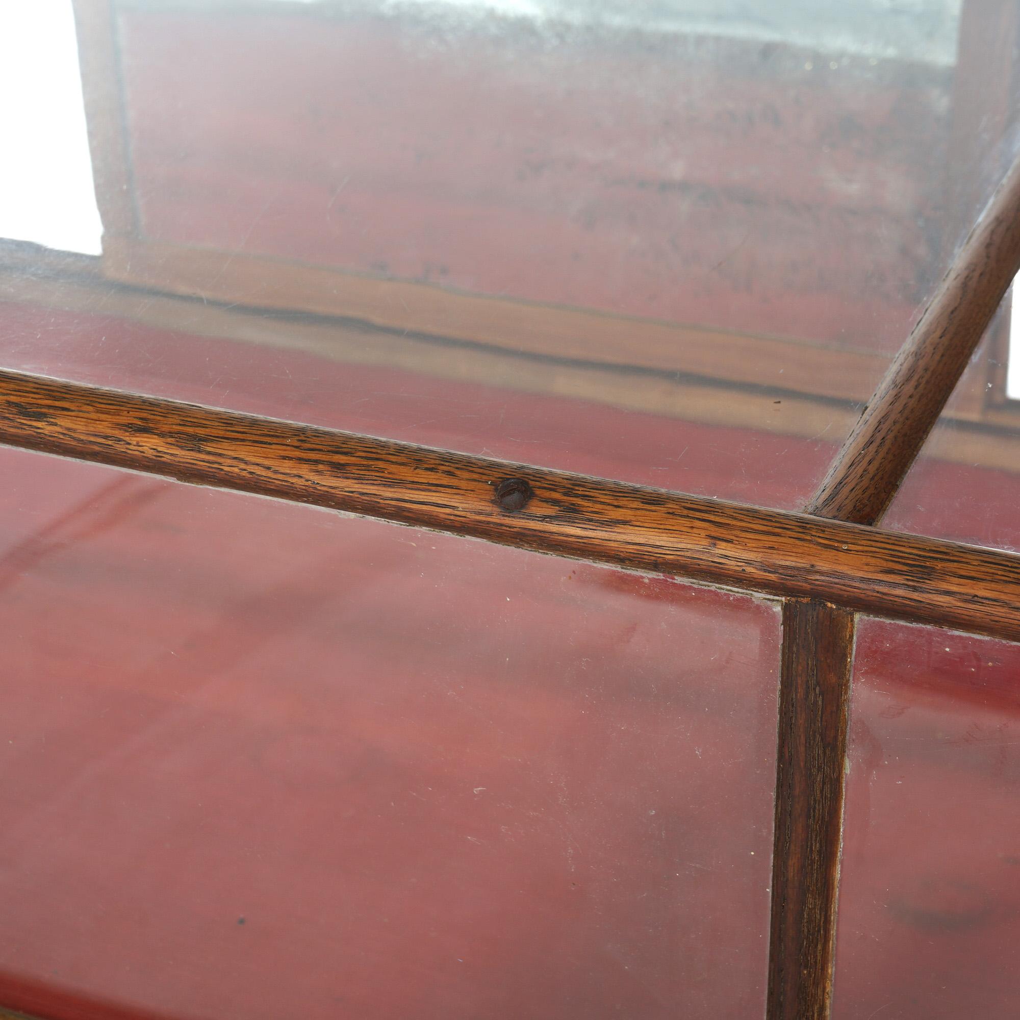 Antique Country Store Buffalo Candy Co. 8’ Oak Table Top Display Case Circa 1900 For Sale 4