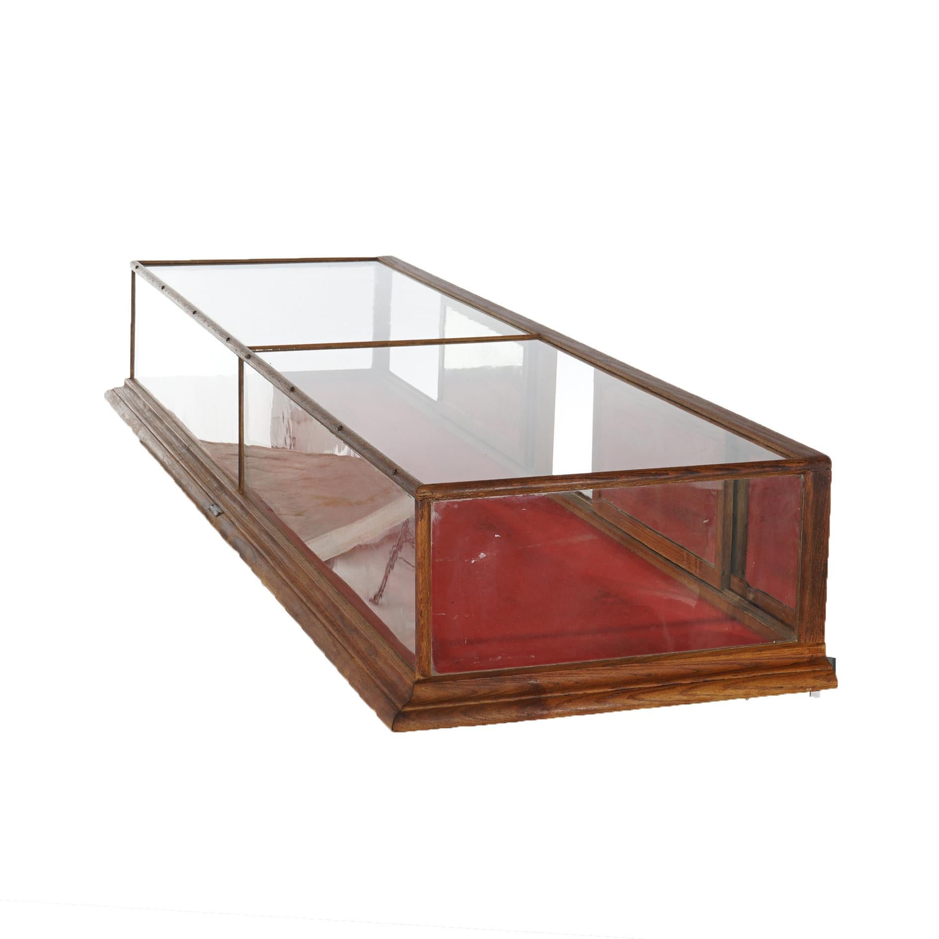 Antique Country Store Buffalo Candy Co. 8’ Oak Table Top Display Case Circa 1900 For Sale 5