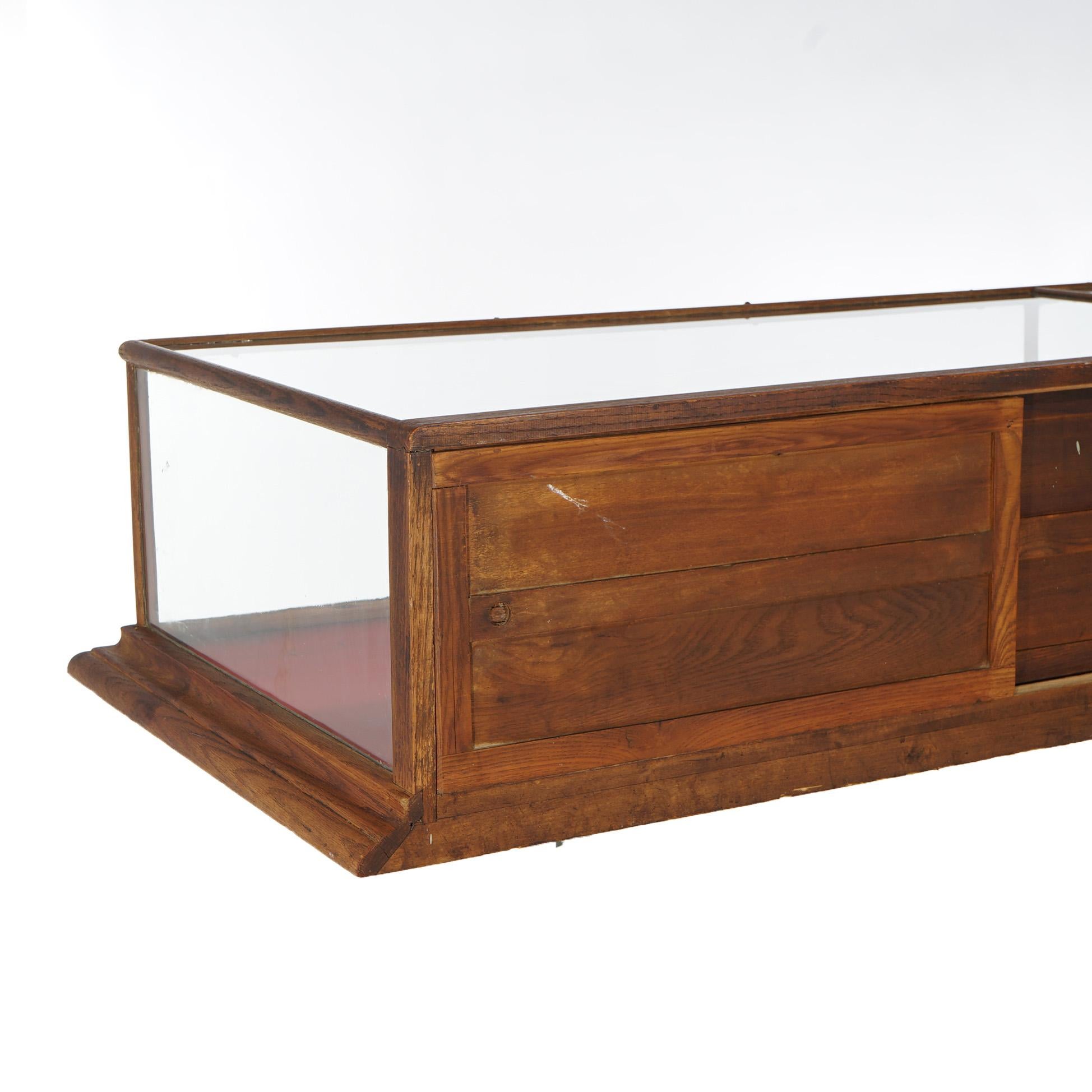 Antique Country Store Buffalo Candy Co. 8’ Oak Table Top Display Case Circa 1900 For Sale 7
