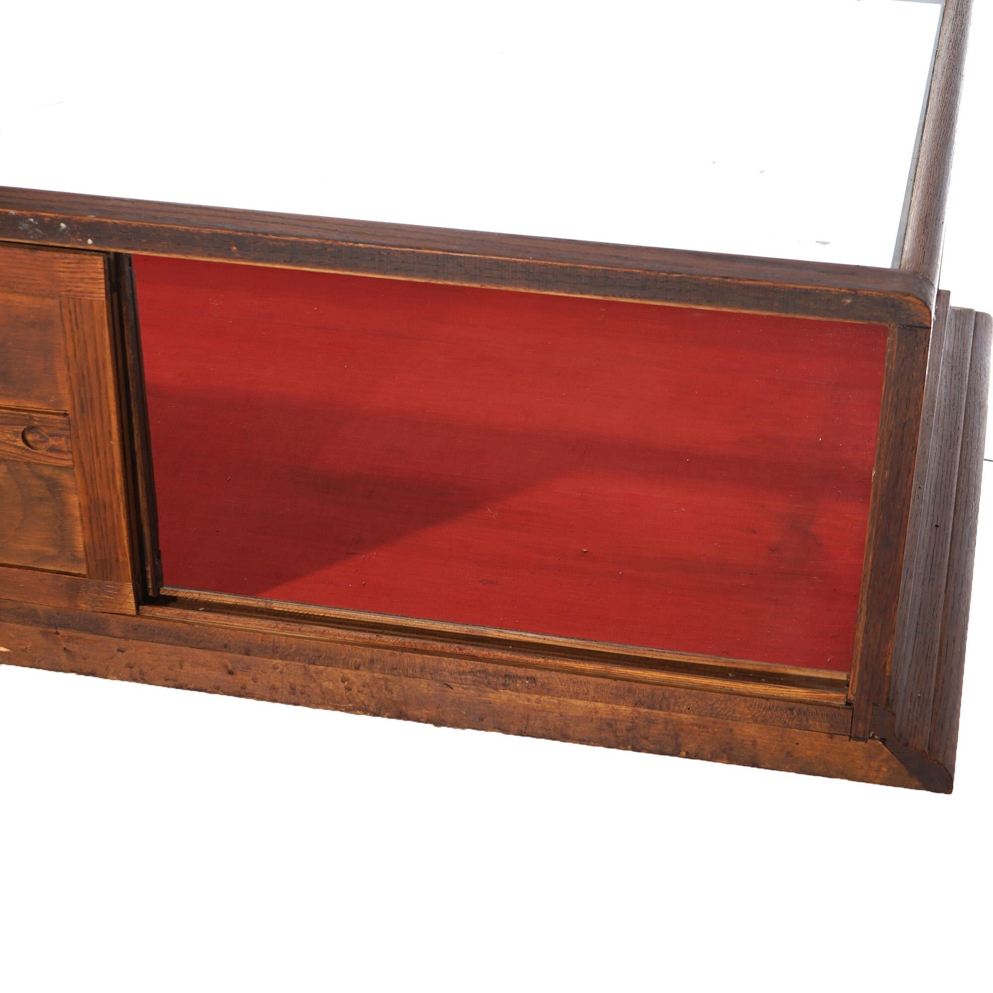 Antique Country Store Buffalo Candy Co. 8’ Oak Table Top Display Case Circa 1900 For Sale 9