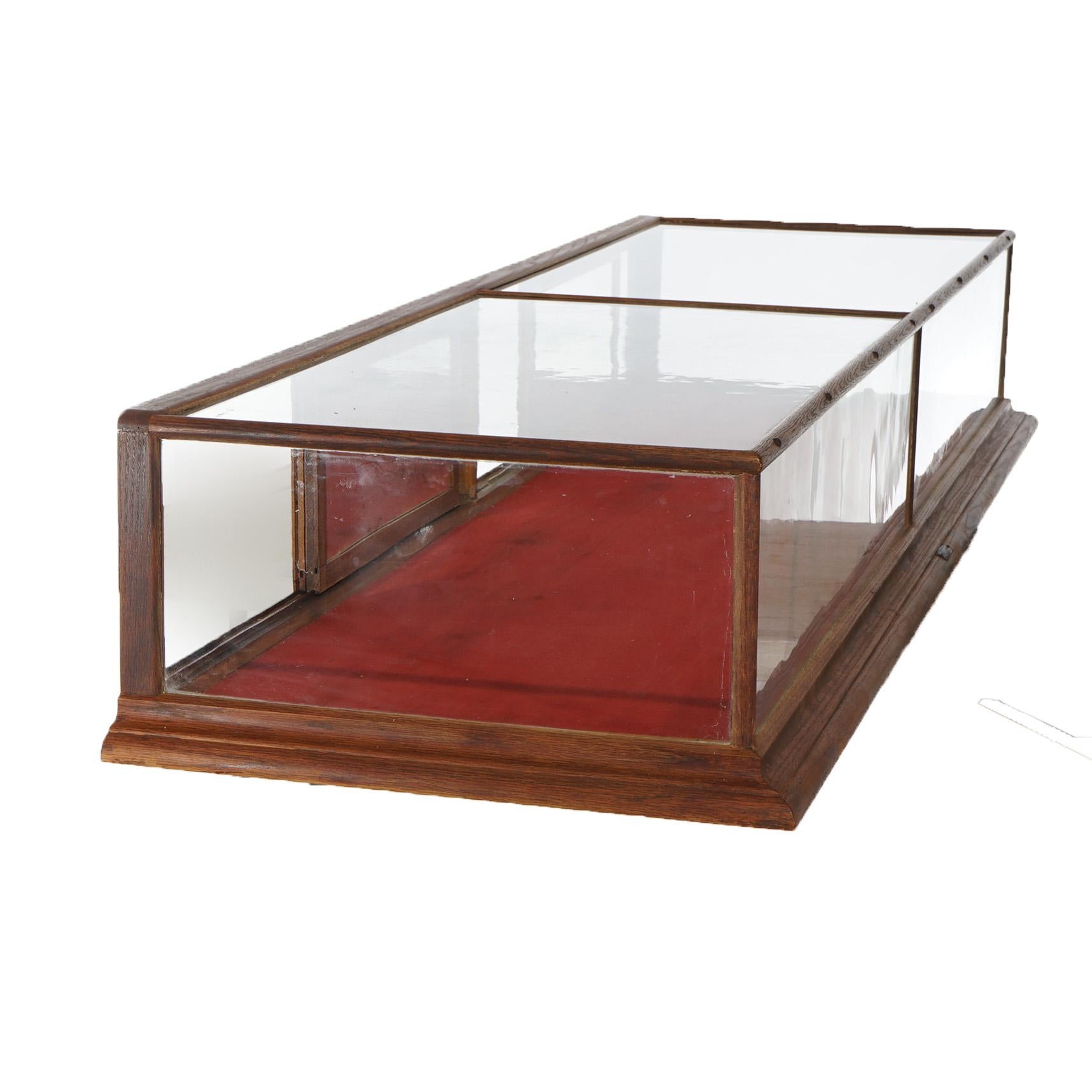 Antique Country Store Buffalo Candy Co. 8’ Oak Table Top Display Case Circa 1900 For Sale 11