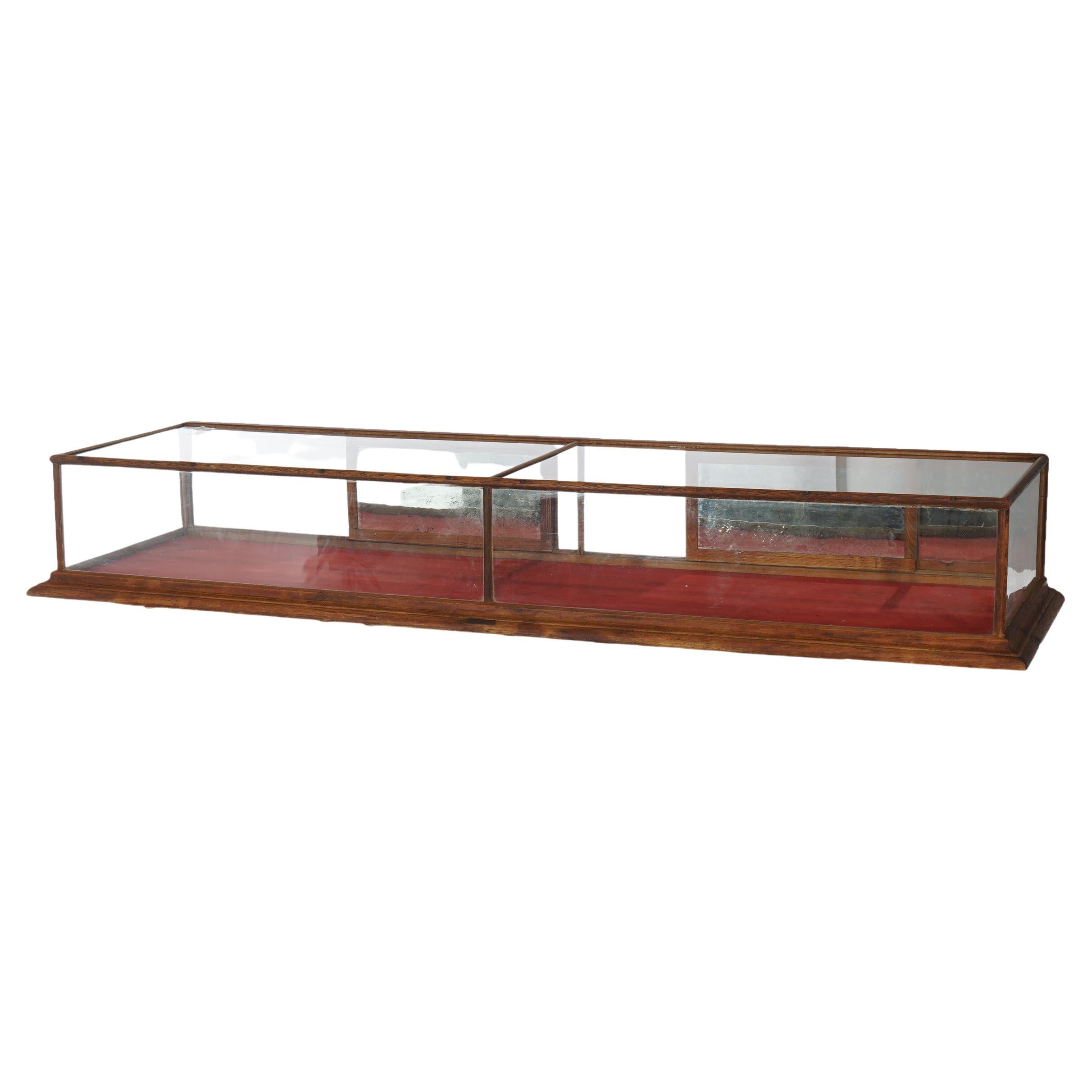 Antique Country Store Buffalo Candy Co. 8’ Oak Table Top Display Case Circa 1900 For Sale