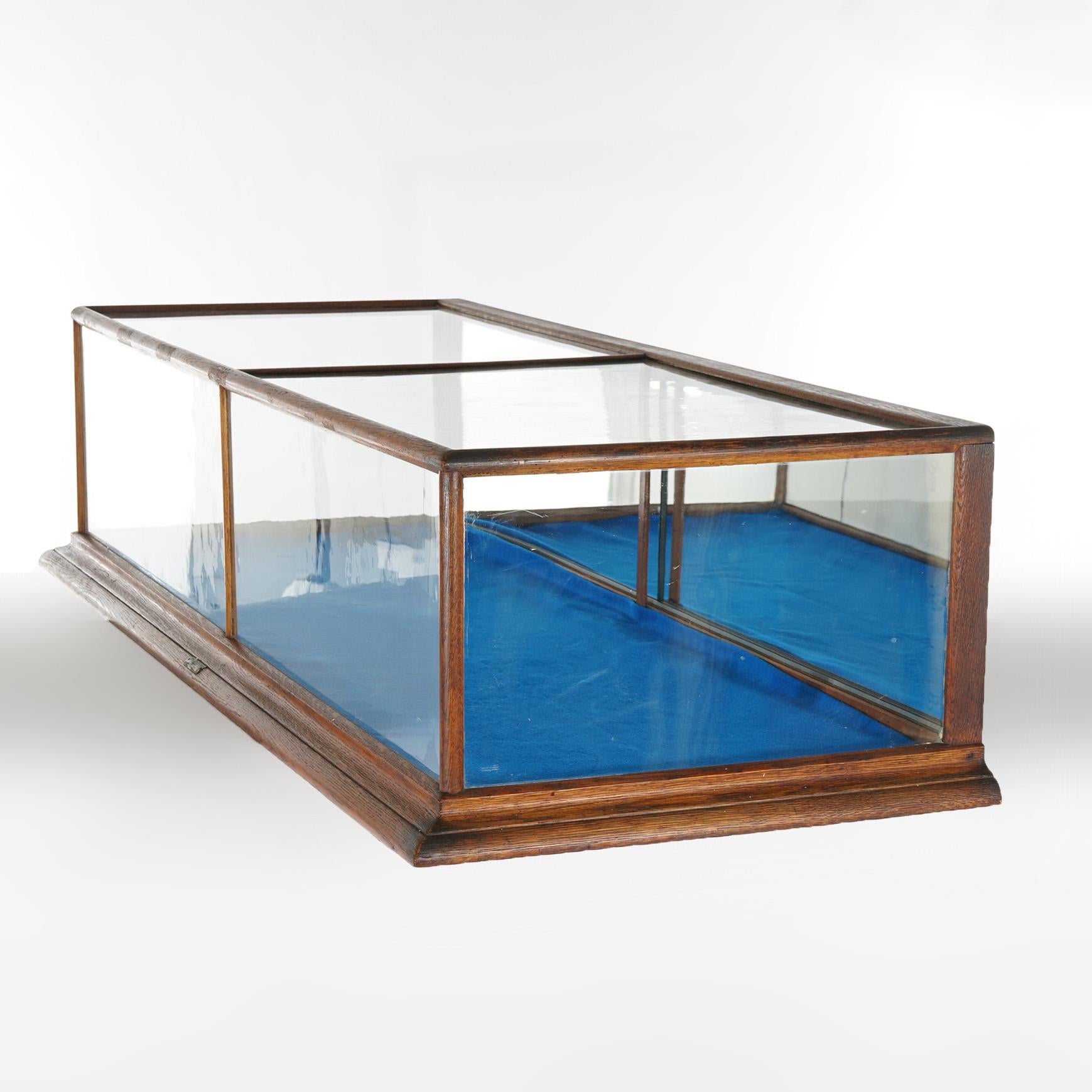 Antique Country Store Burge Huck Oak Table Top & Mirrored Display Case c1900 3