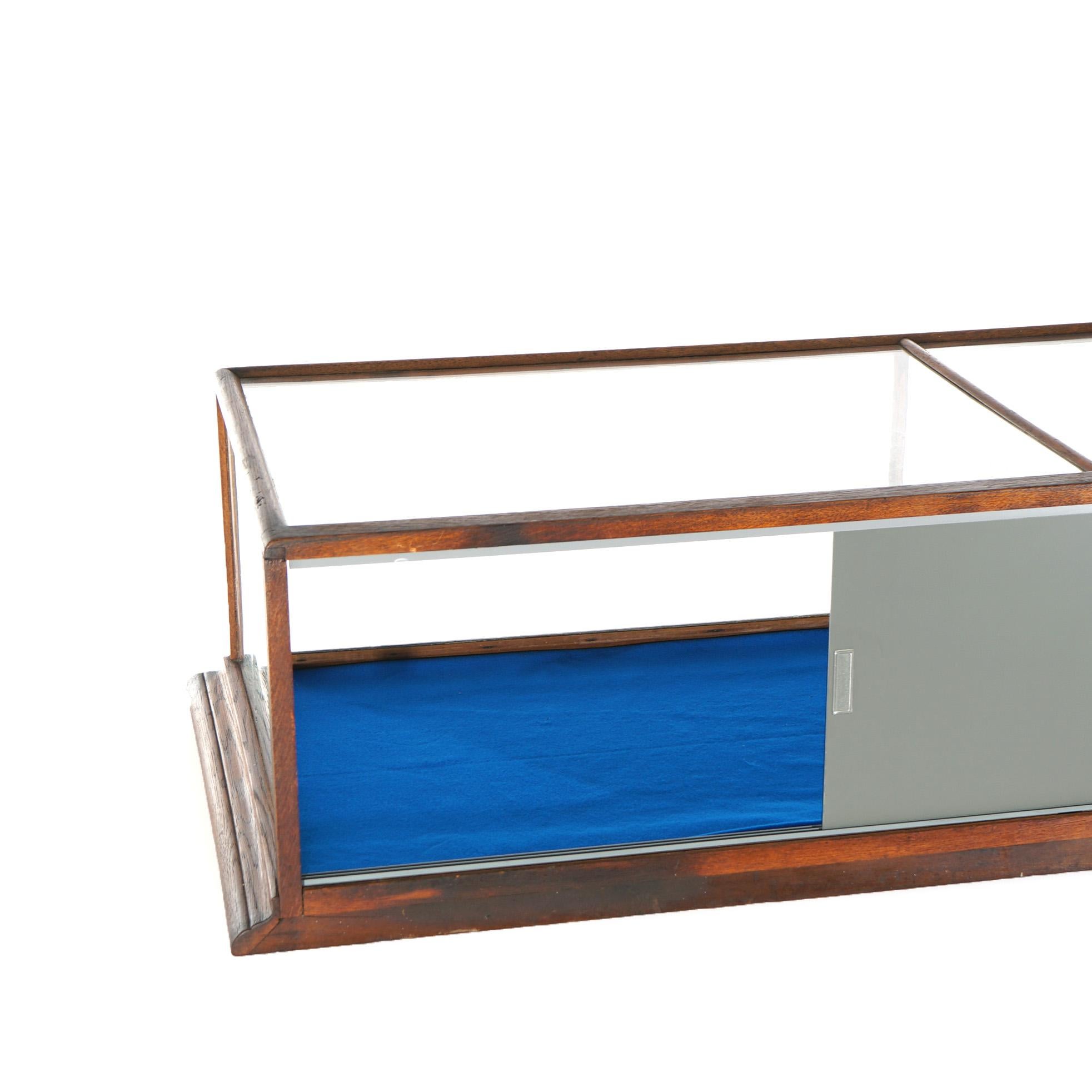 Antique Country Store Burge Huck Oak Table Top & Mirrored Display Case c1900 6