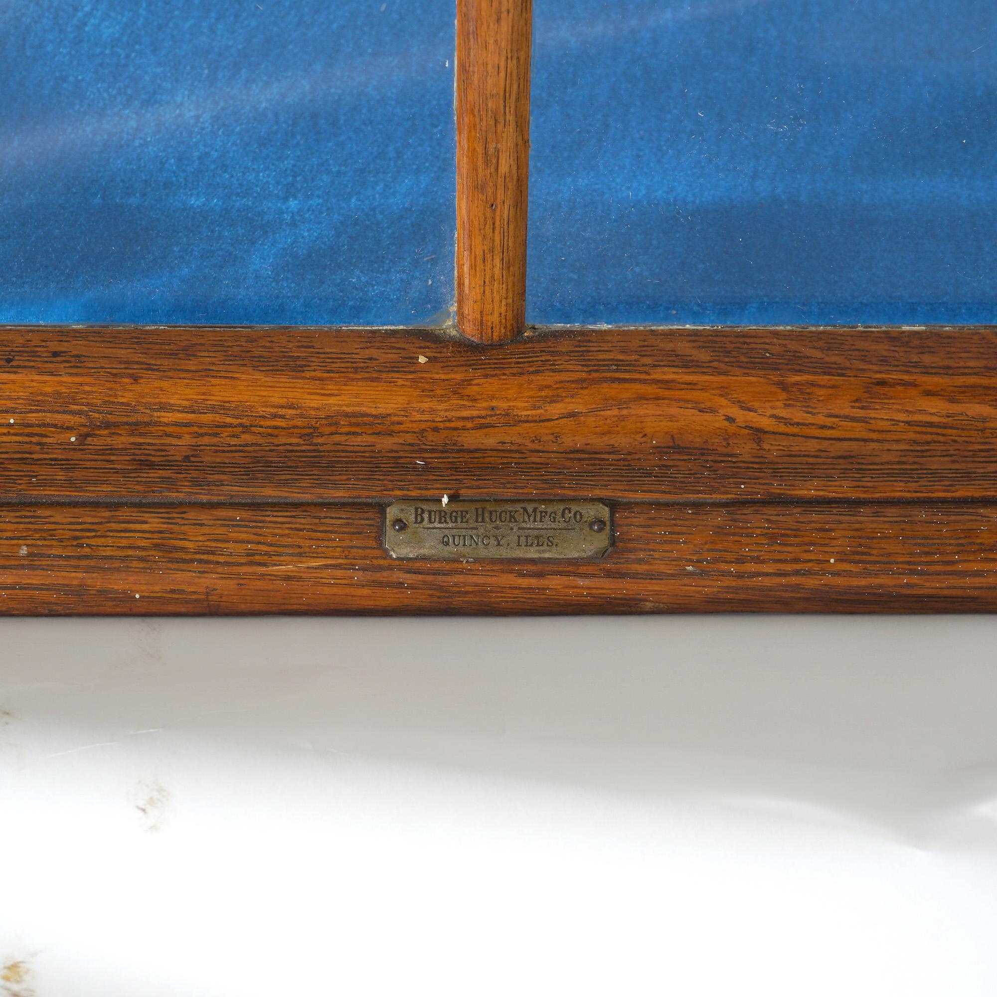 Antique Country Store Burge Huck Oak Table Top & Mirrored Display Case c1900 9