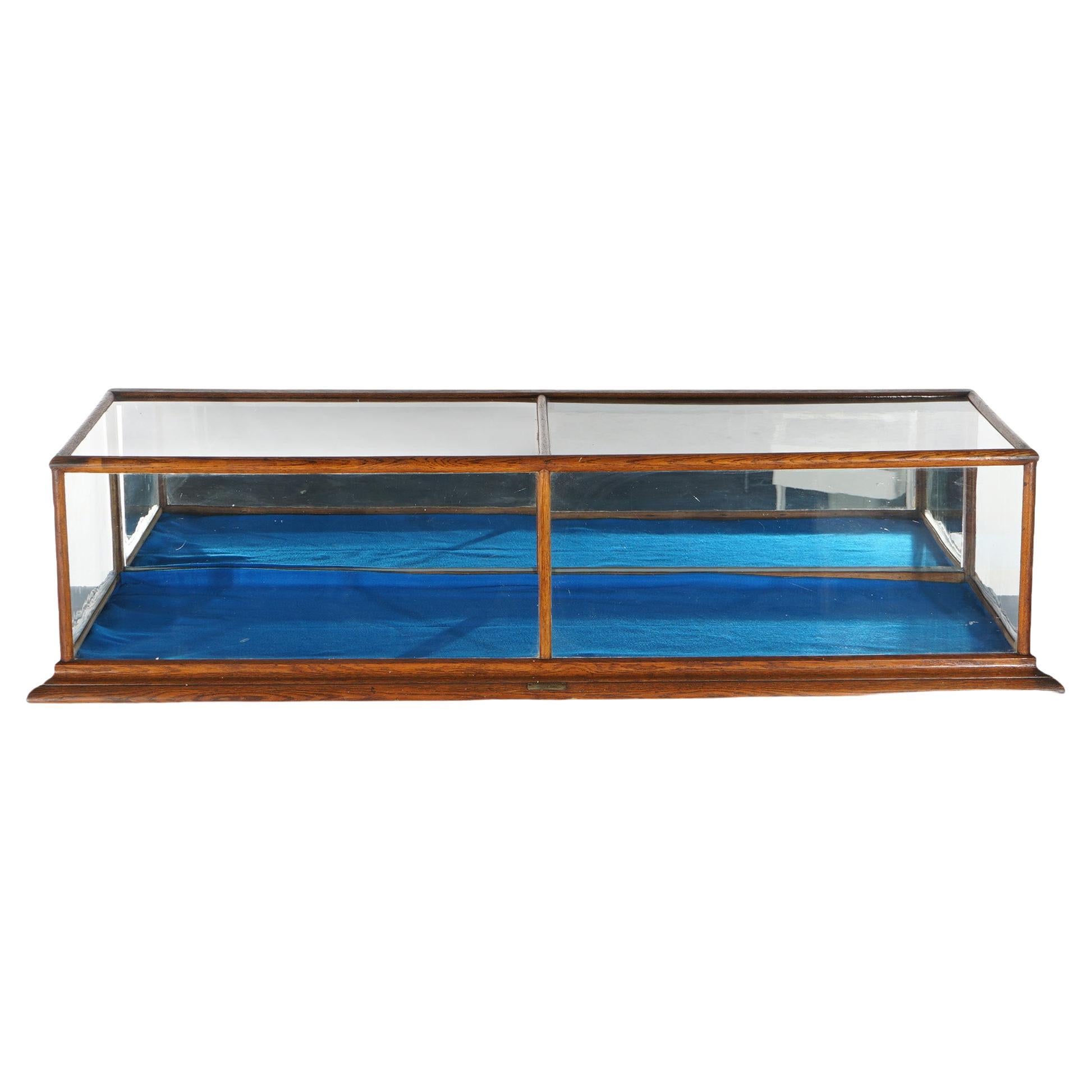 Antique Country Store Burge Huck Oak Table Top & Mirrored Display Case c1900