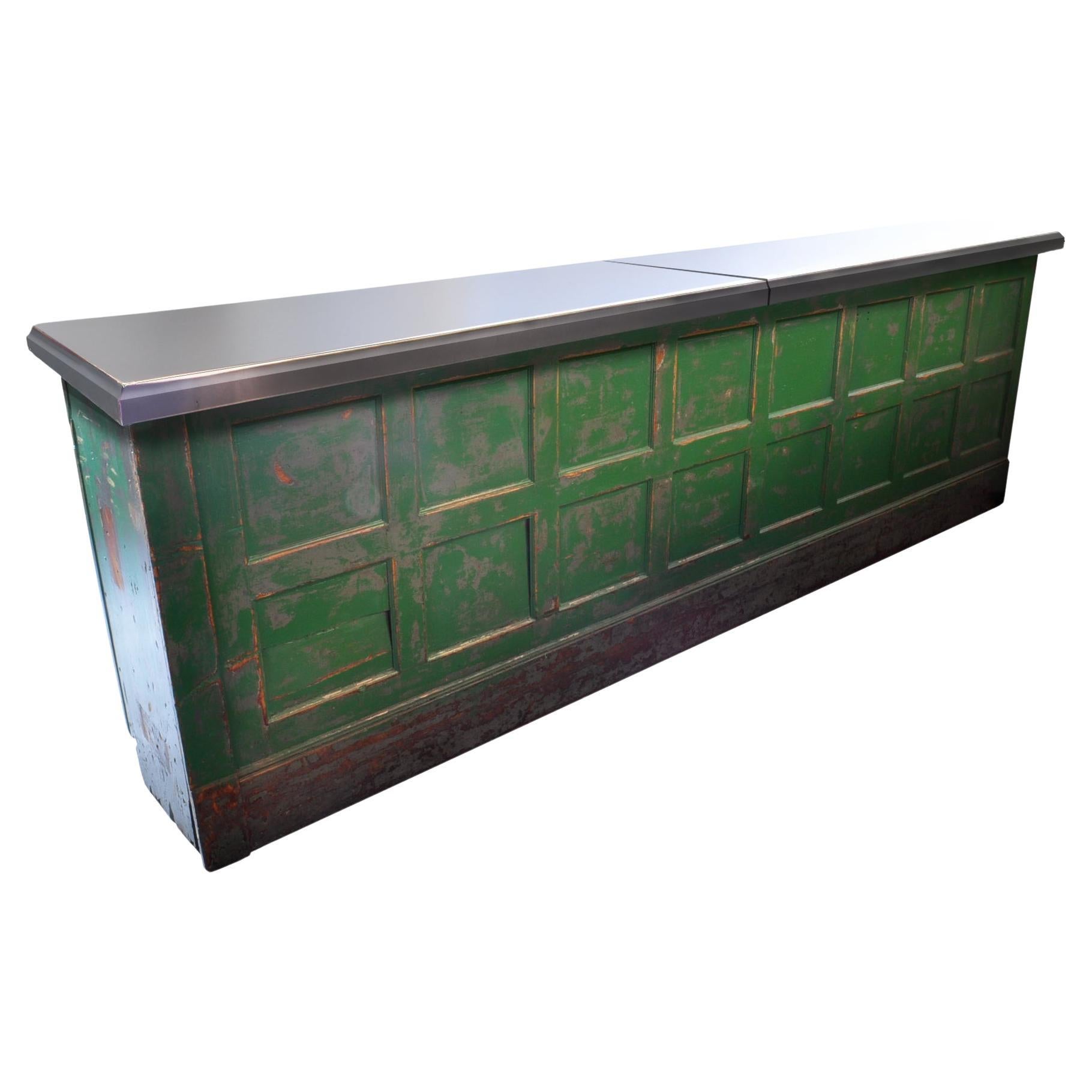 Antique Country Store Counter with a Zinc Top For Sale