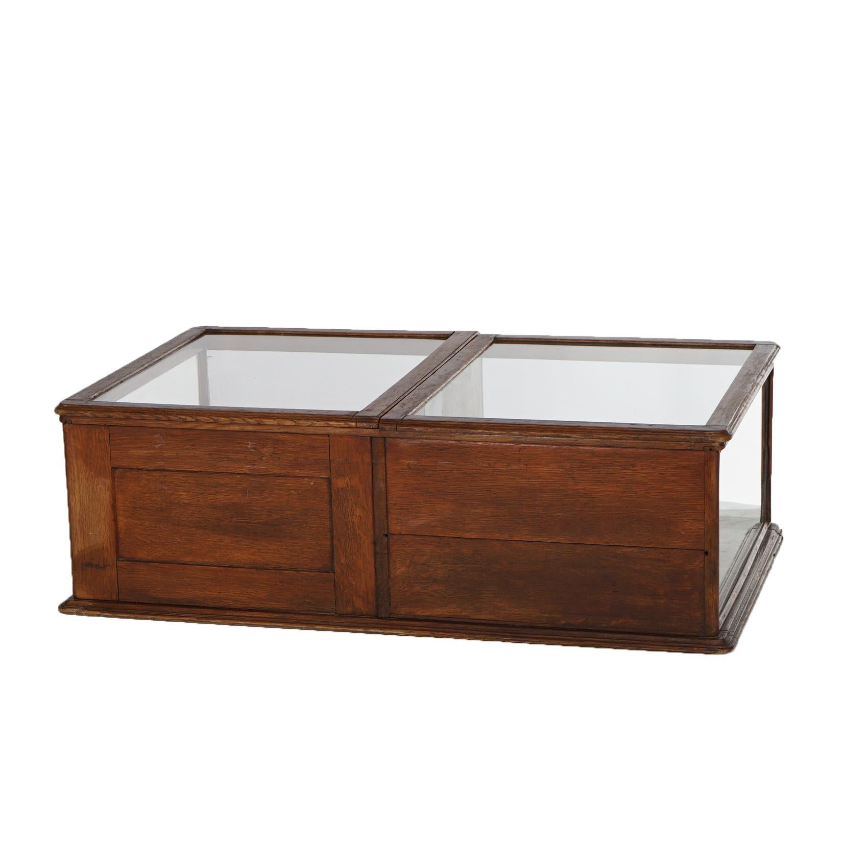 Antique Country Store Flip-Top Access Counter-Top Oak & Glass Display Case C1900 7