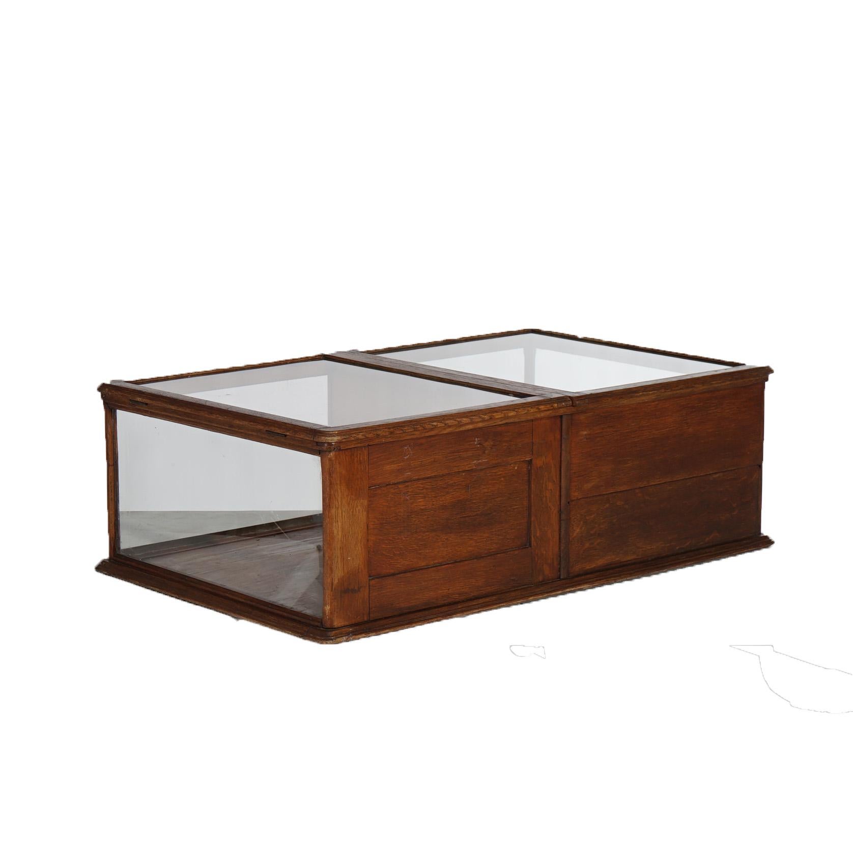 Antique Country Store Flip-Top Access Counter-Top Oak & Glass Display Case C1900 8