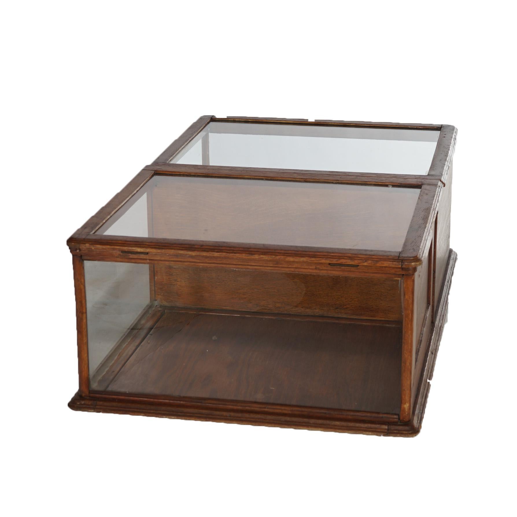 Antique Country Store Flip-Top Access Counter-Top Oak & Glass Display Case C1900 9