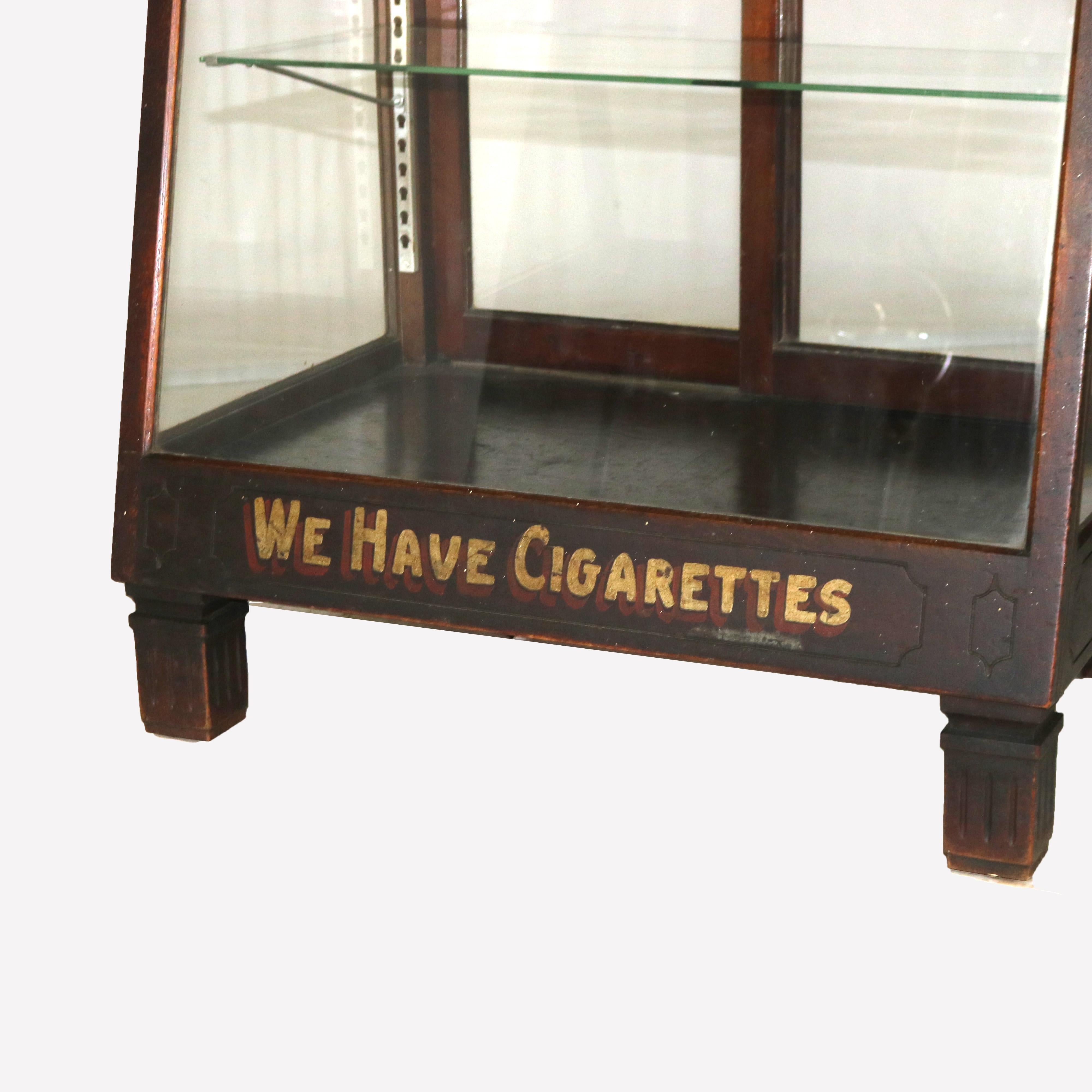 ***Reduced In-House Delivery Rates - Click on “Ask Seller” to Request a Quote***

Antique Country Store Slant Front Mahogany & Glass Cigarette Display Case C1910

Measures - 49 1/4