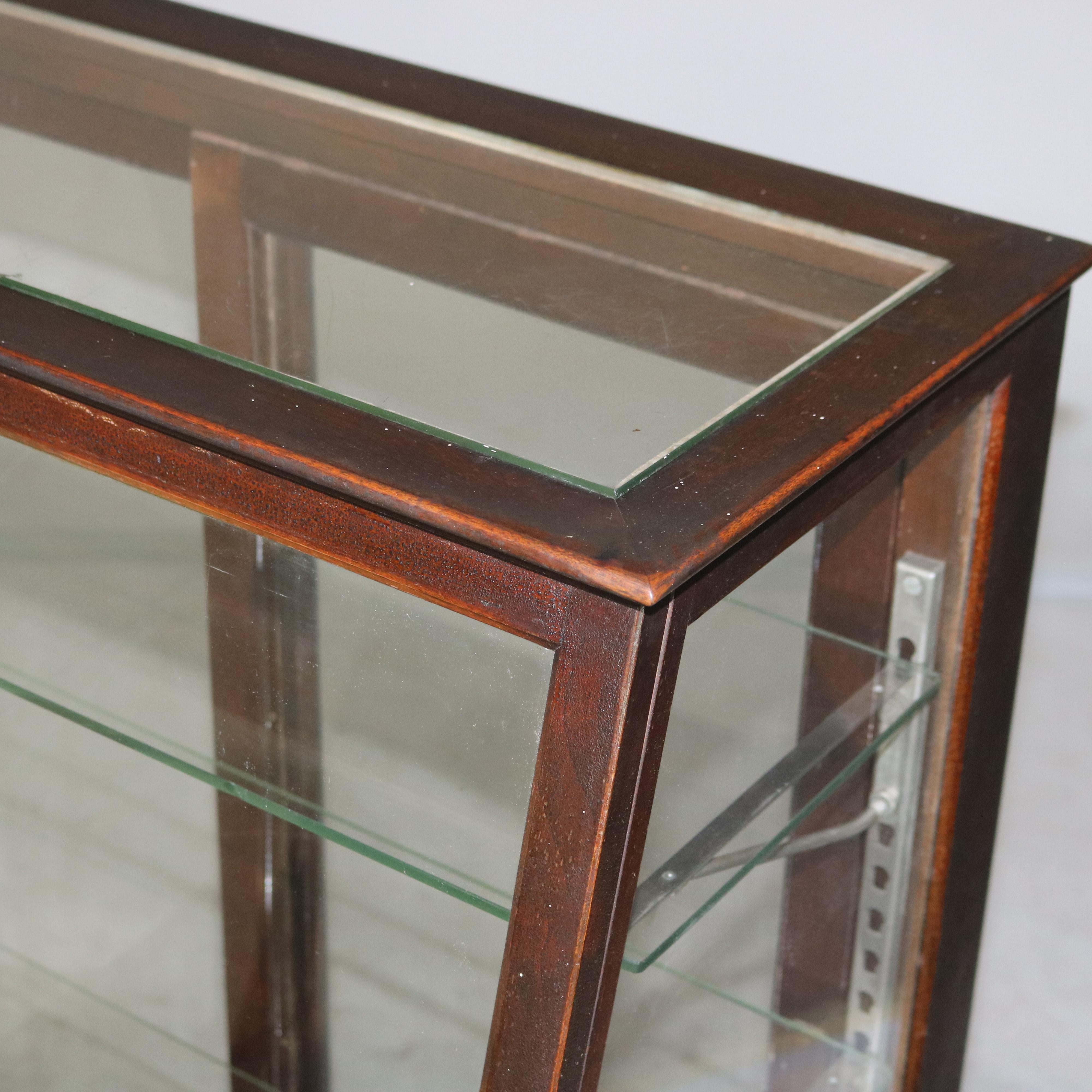 20th Century Antique Country Store Mahogany Cigarette Display Case C1910