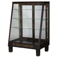 Antique Country Store Mahogany Cigarette Display Case C1910