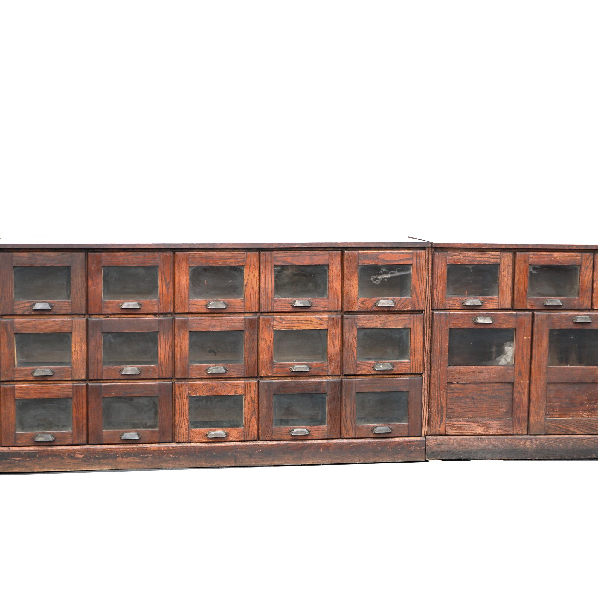 American Antique Country Store Oak 3-Part Advertising Seed Cabinet (36 Compartments) 1910